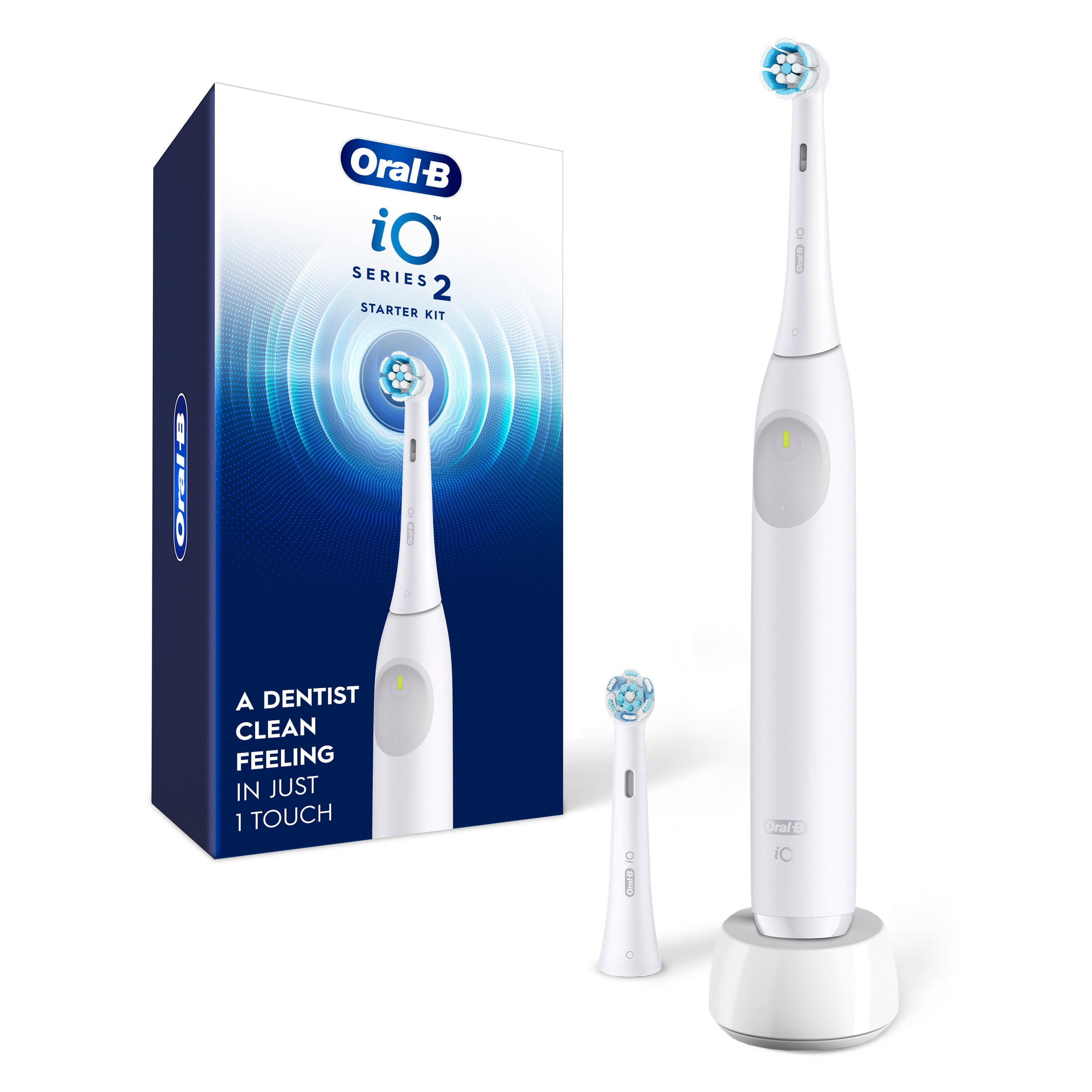 Oral-B Toothbrush, iO Series 2 Electric Toothbrush Starter Kit, Pure White