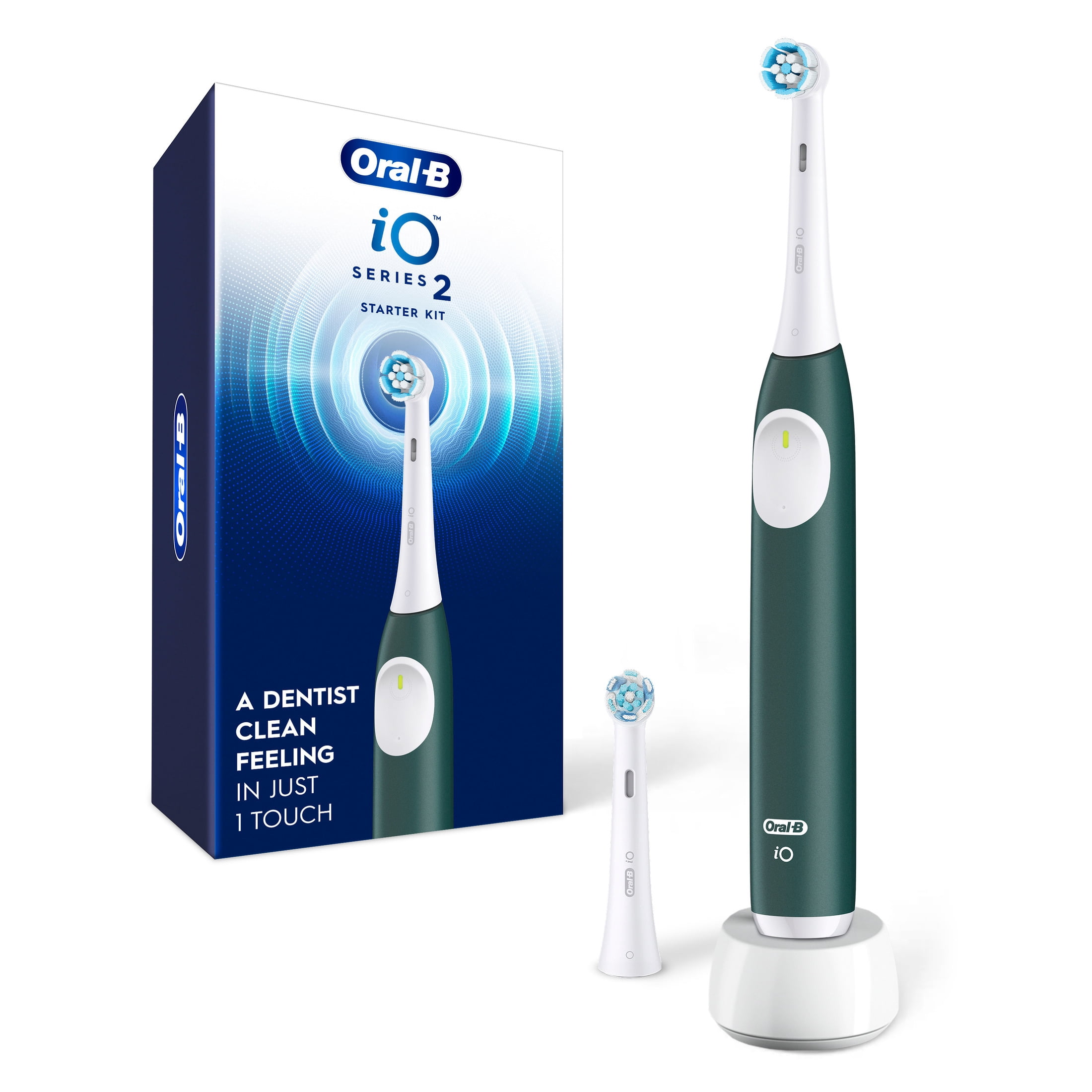 Oral-B Toothbrush, iO Series 2 Electric Toothbrush Starter Kit, Forest Green