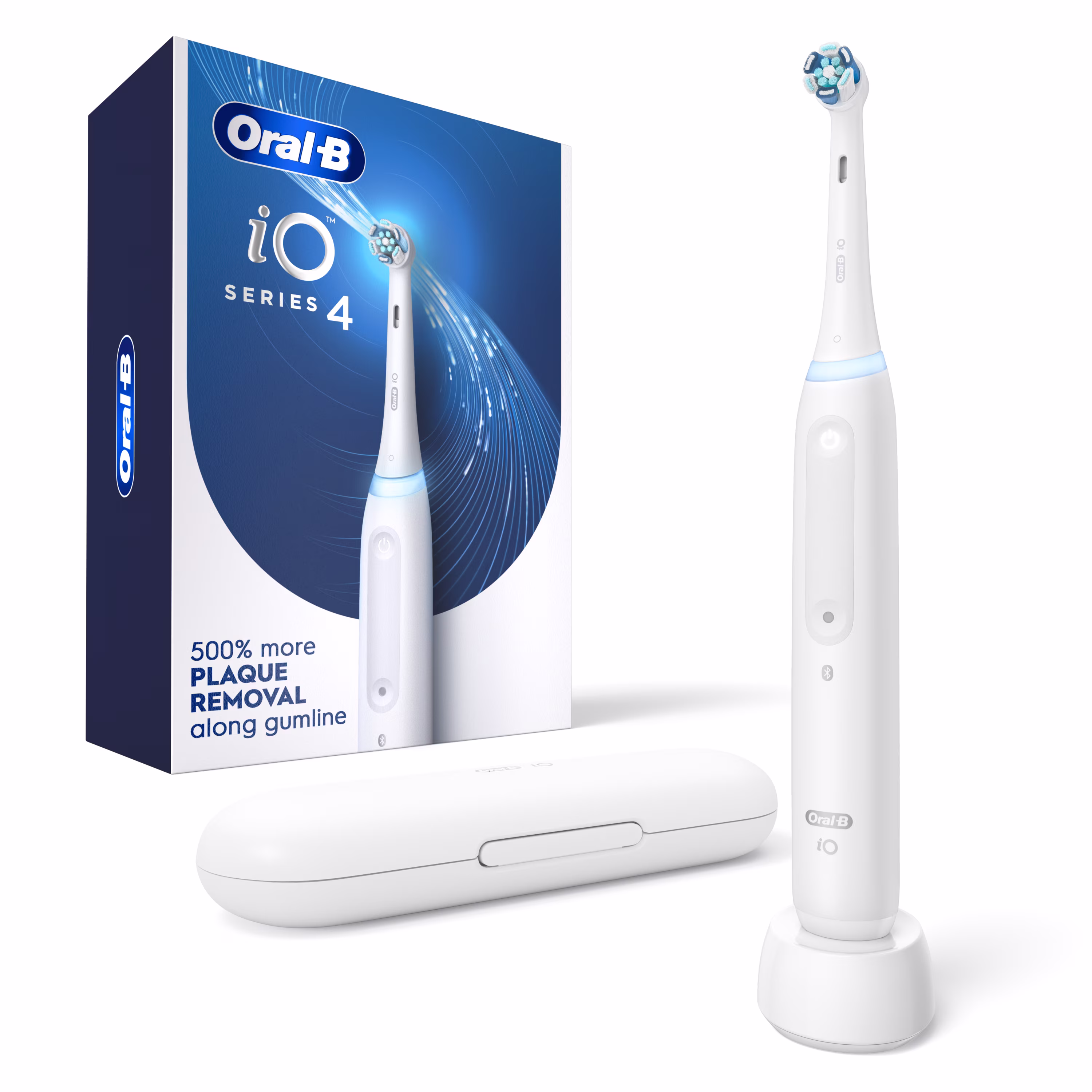 Oral-B iO Series 4 Electric Toothbrush with 1 Brush Head, Rechargeable, White, Adults & Children 3+