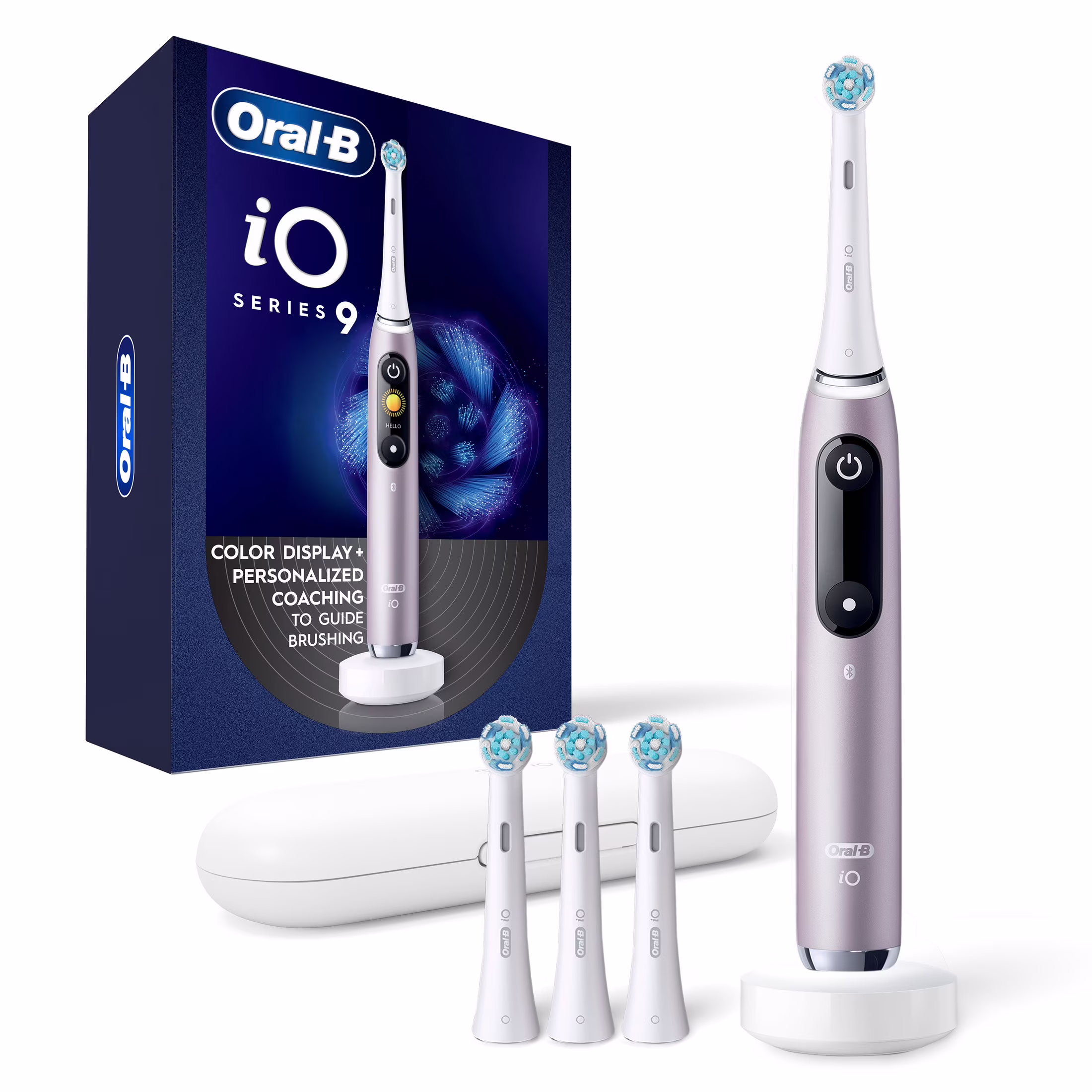 Oral-B Toothbrush, iO Series 9 Electric Toothbrush with 4 Brush Heads, Rose Quartz