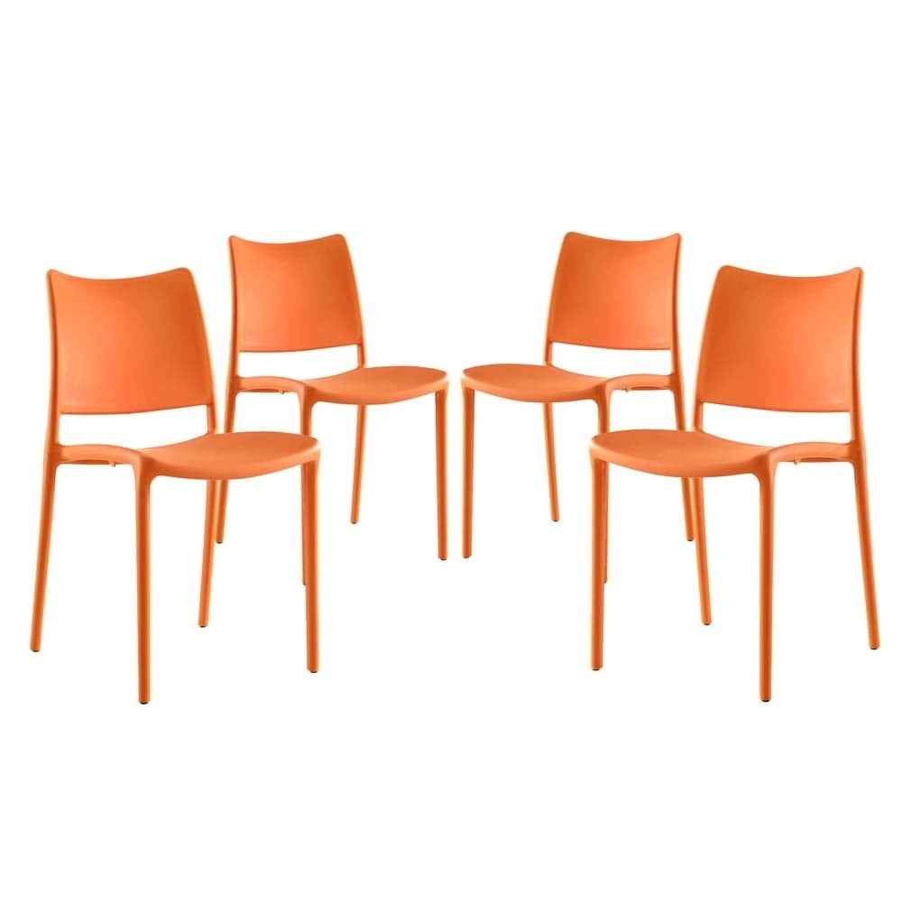 Modway Hipster Dining Side Chair Set of 4 in Orange