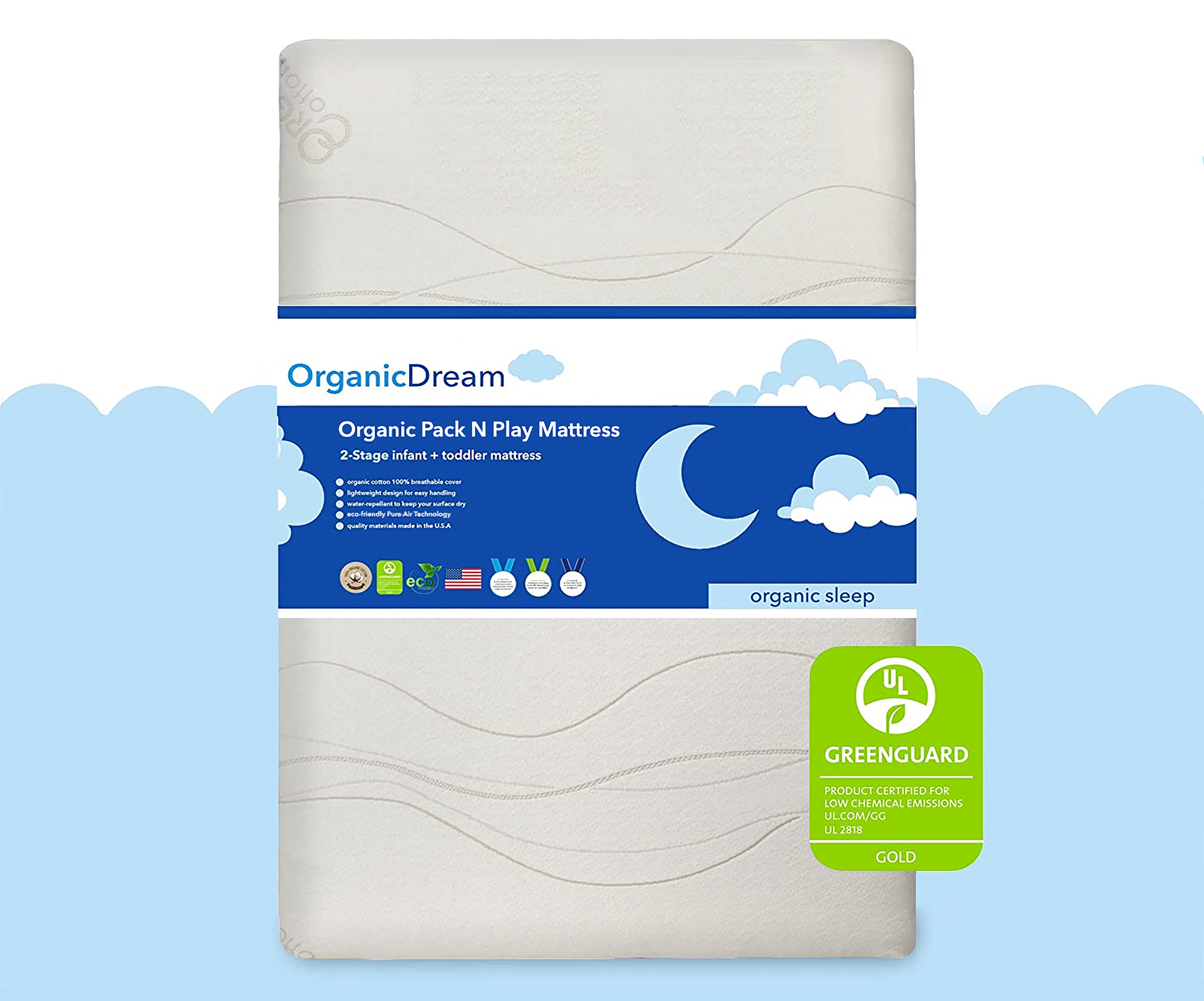 Organic Dream Lightweight 2-Stage Pack and Play Mattress