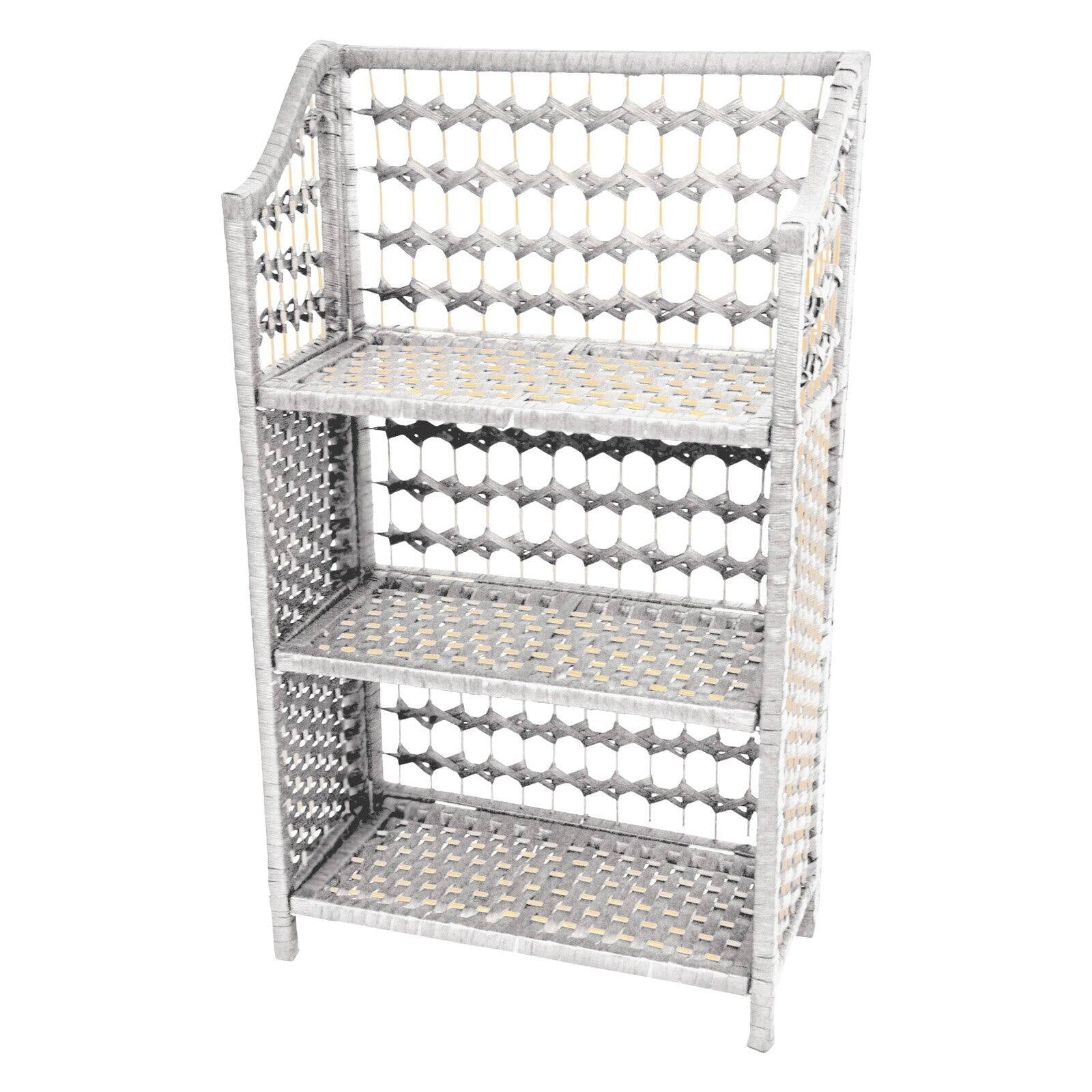 Oriental Furniture Natural Fiber Shelving Unit, 3 Shelf, white color