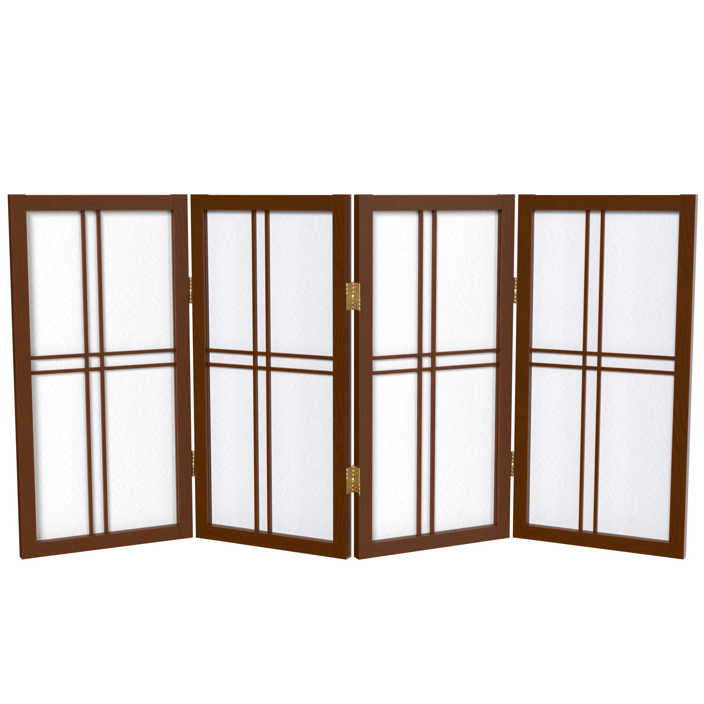Red Lantern 2 ft. Short Desktop Double Cross Shoji Screen - Walnut - 4 Panels