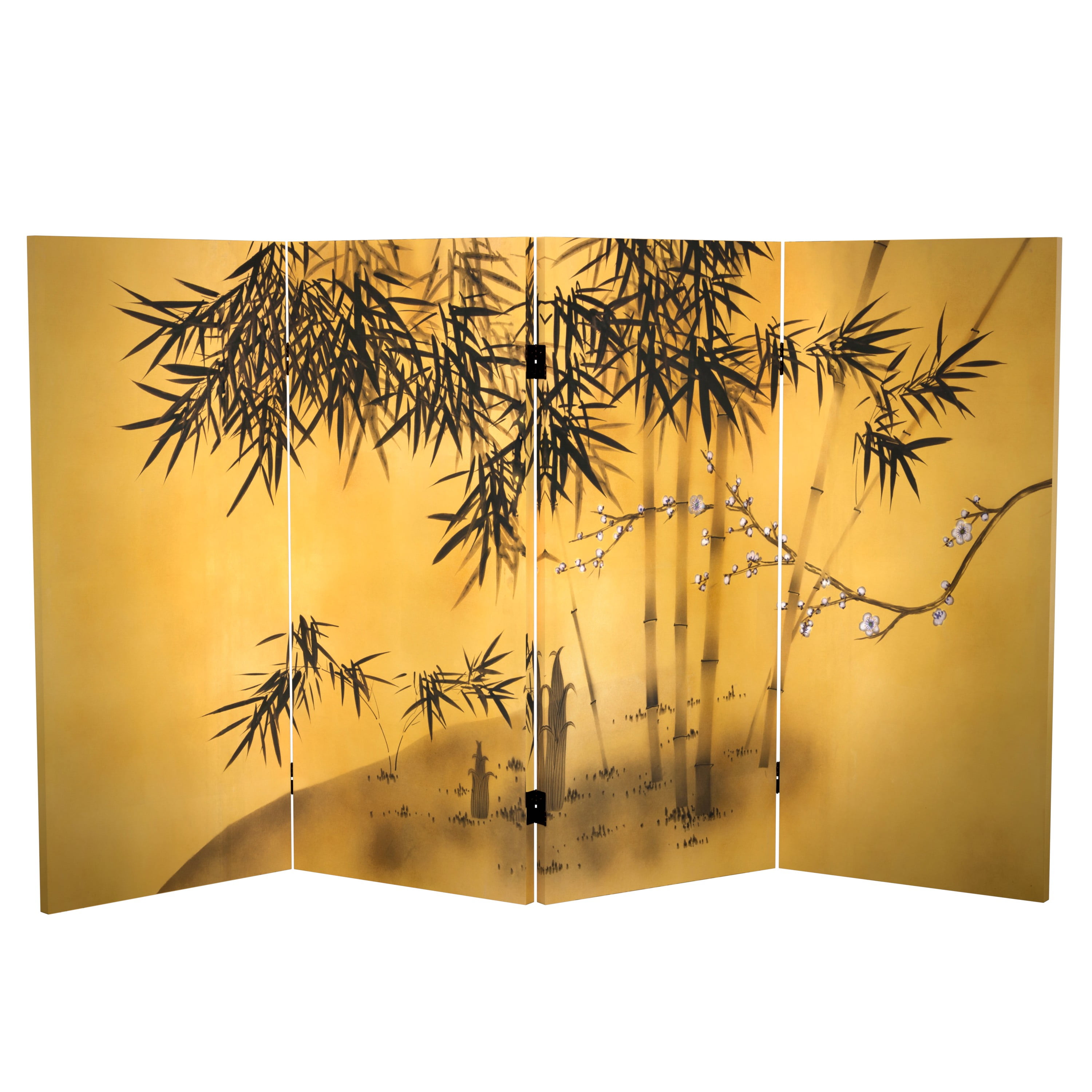 Oriental Furniture 3 ft. Tall Bamboo Tree Canvas Room Divider - 4 Panel