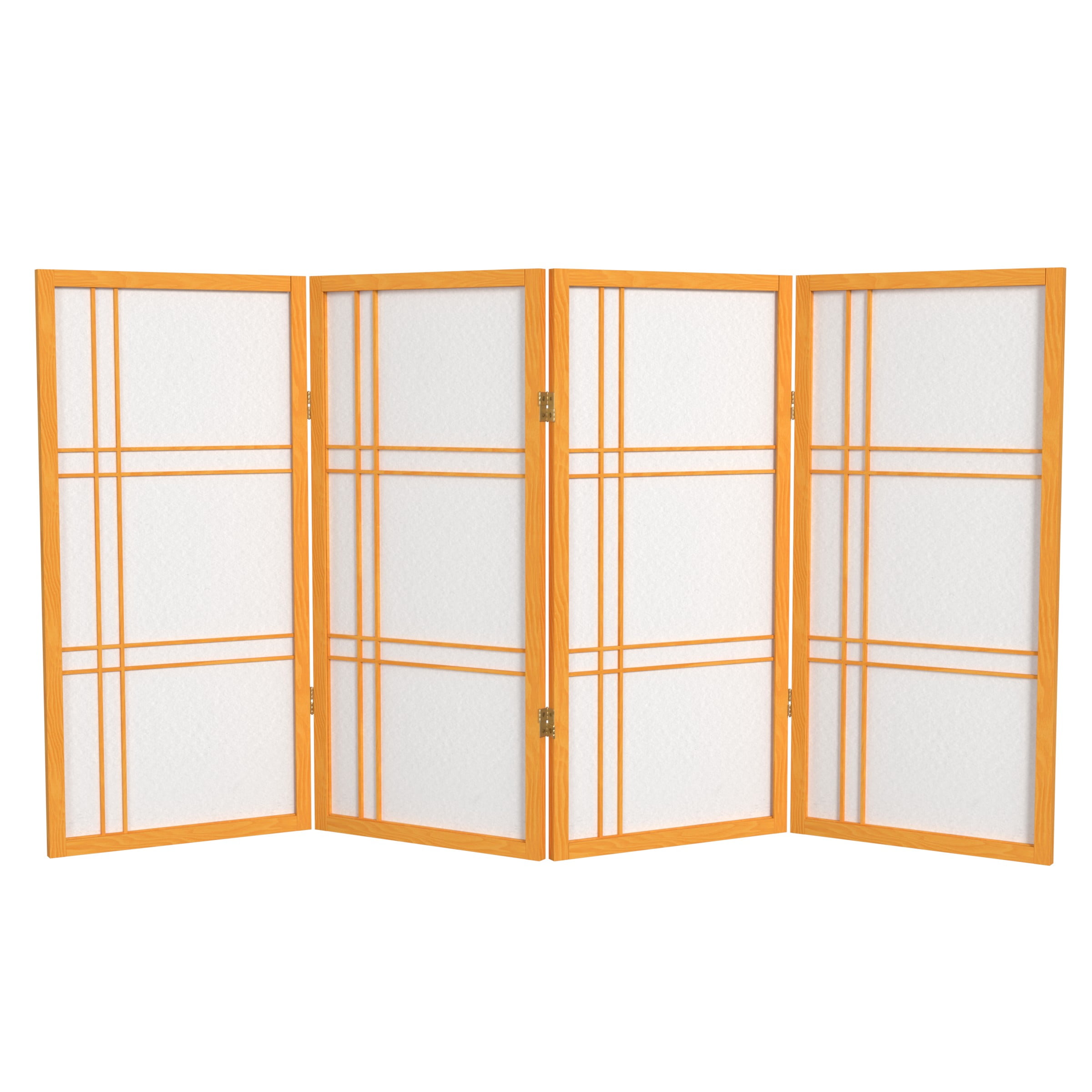 Red Lantern 3 ft. Short Double Cross Shoji Screen - Honey - 4 Panels