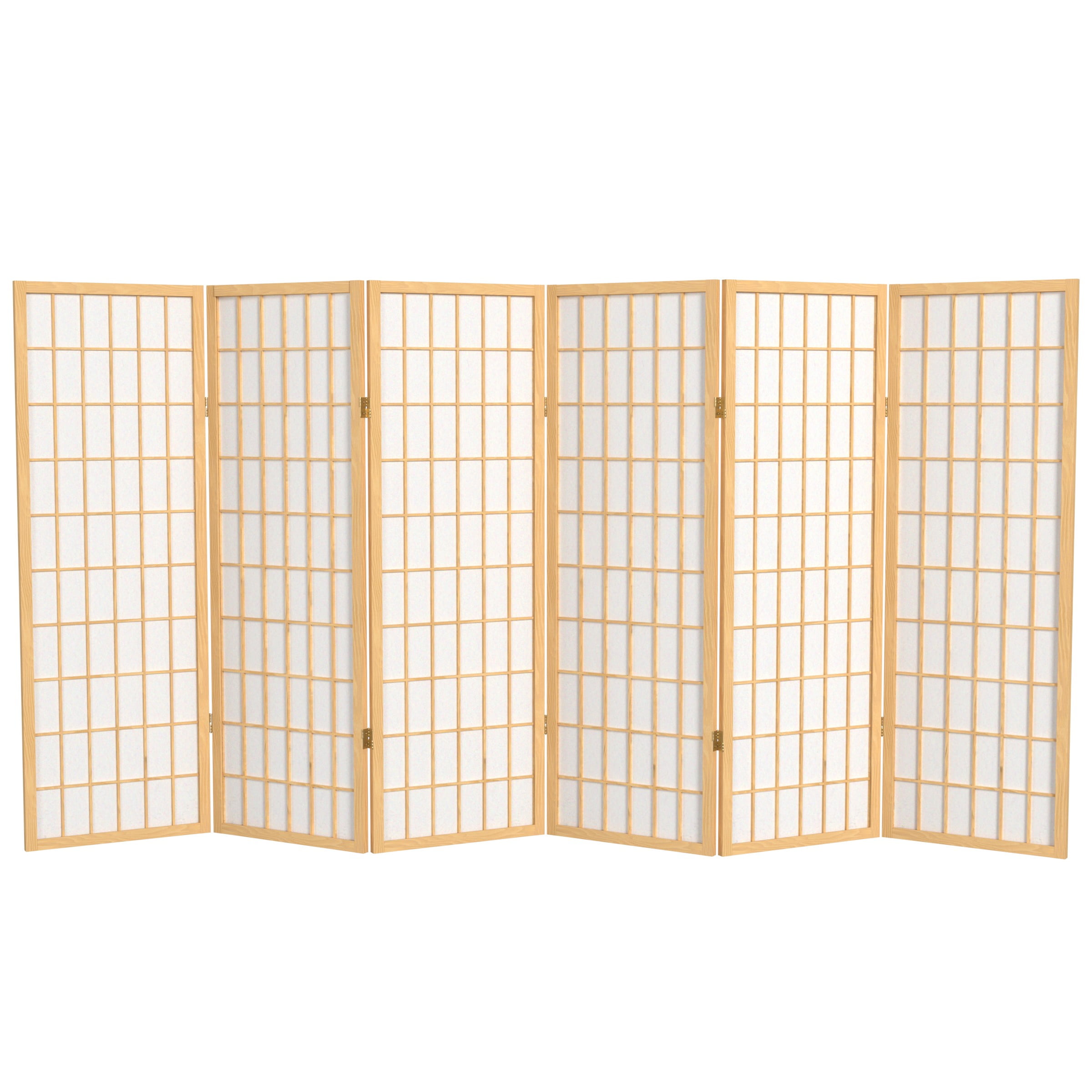 Red Lantern 4 ft. Short Window Pane Shoji Screen - Natural - 6 Panels