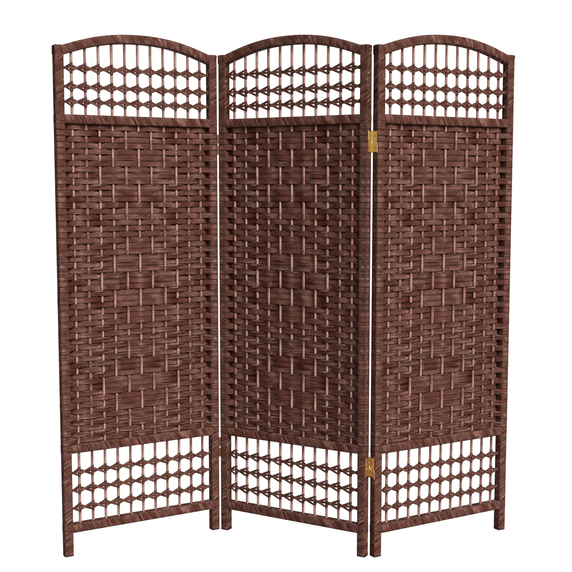 Red Lantern 4 ft. Short Fiber Weave Folding Screen - Dark Red - 3 Panels