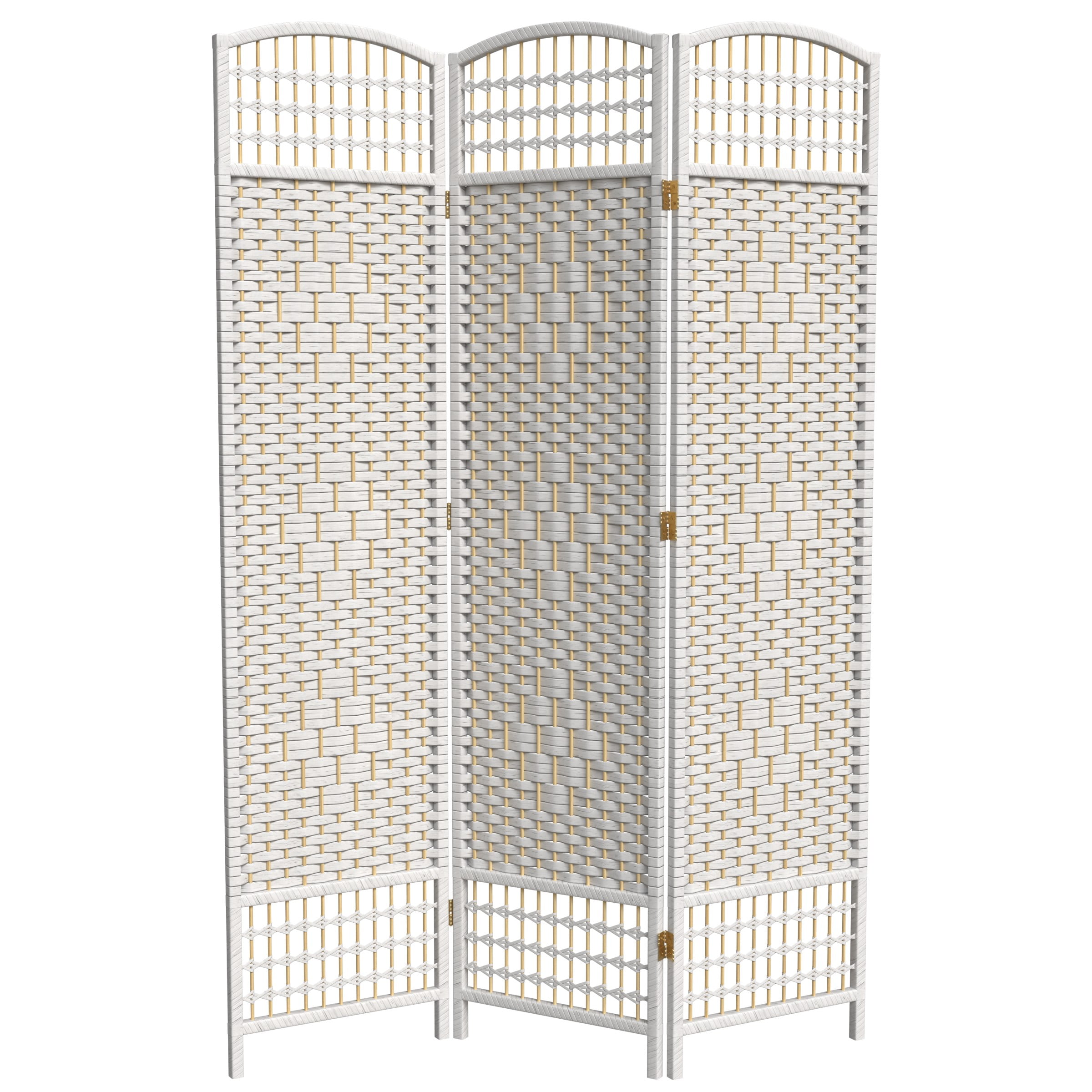 Red Lantern 5 1/2 ft. Tall Fiber Weave Room Divider - White - 3 Panel
