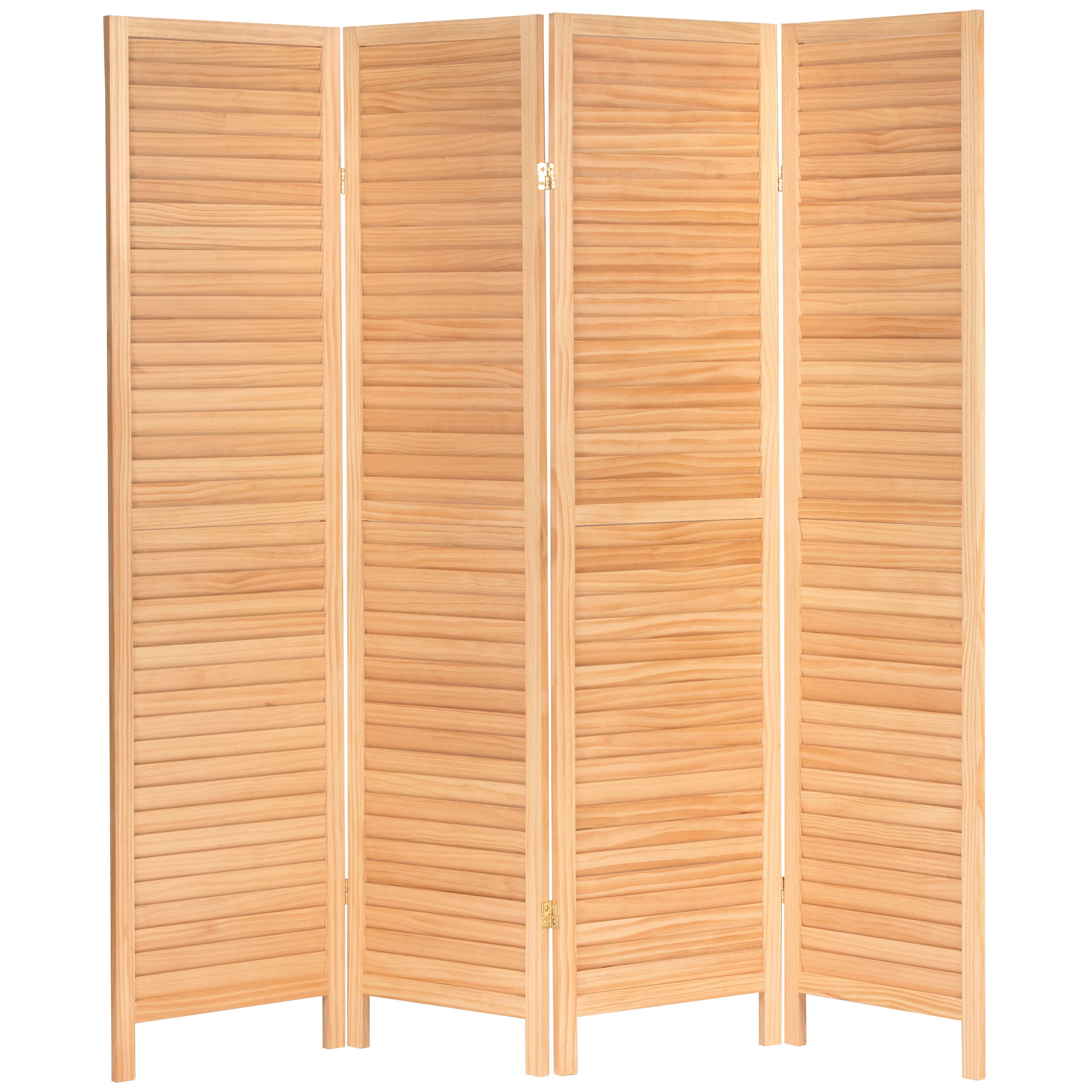 Oriental Furniture 6 ft. Tall Wooden Louvered Room Divider Natural - 4 Panel