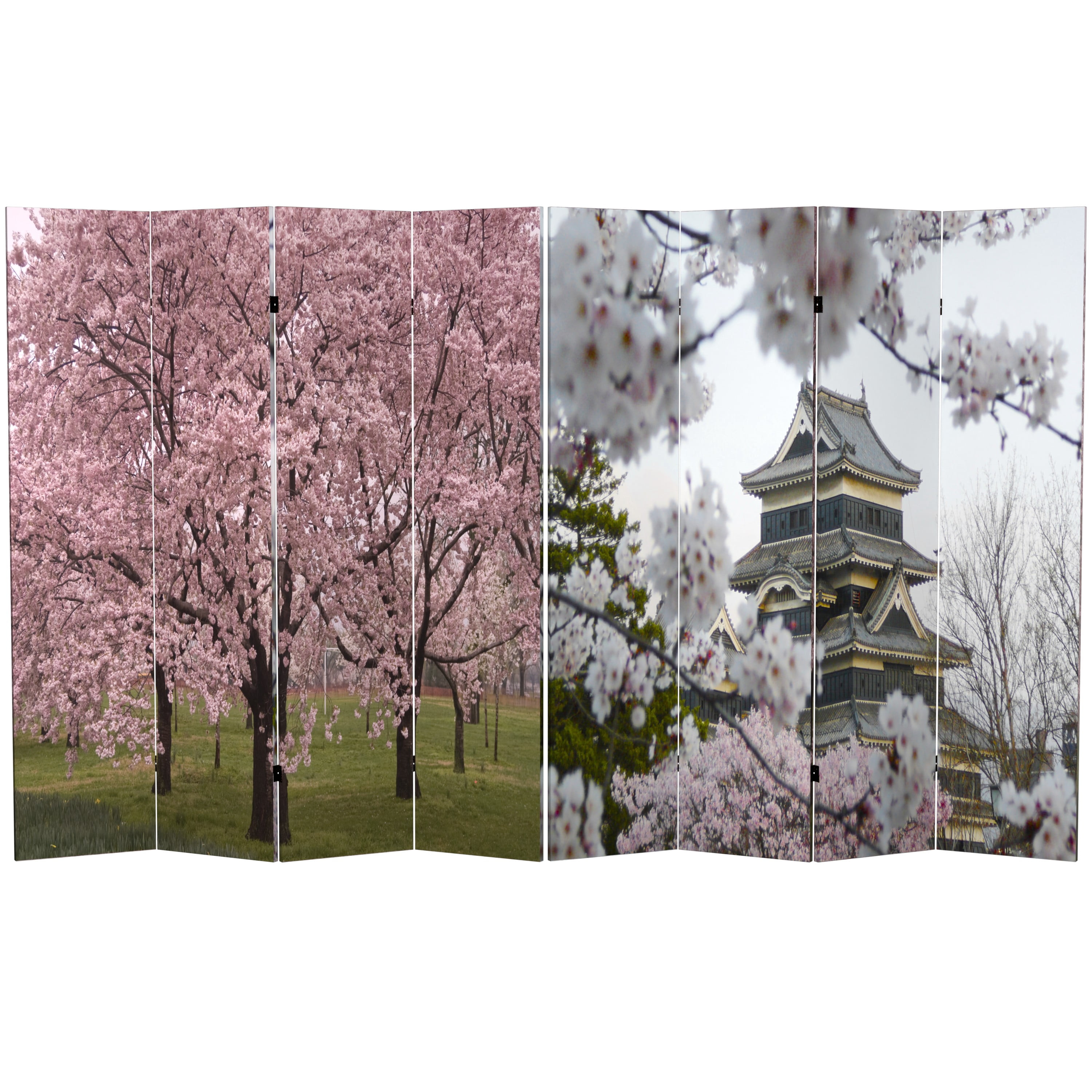 Oriental Furniture 6 ft. Tall Cherry Blossoms Room Divider - 4 Panel