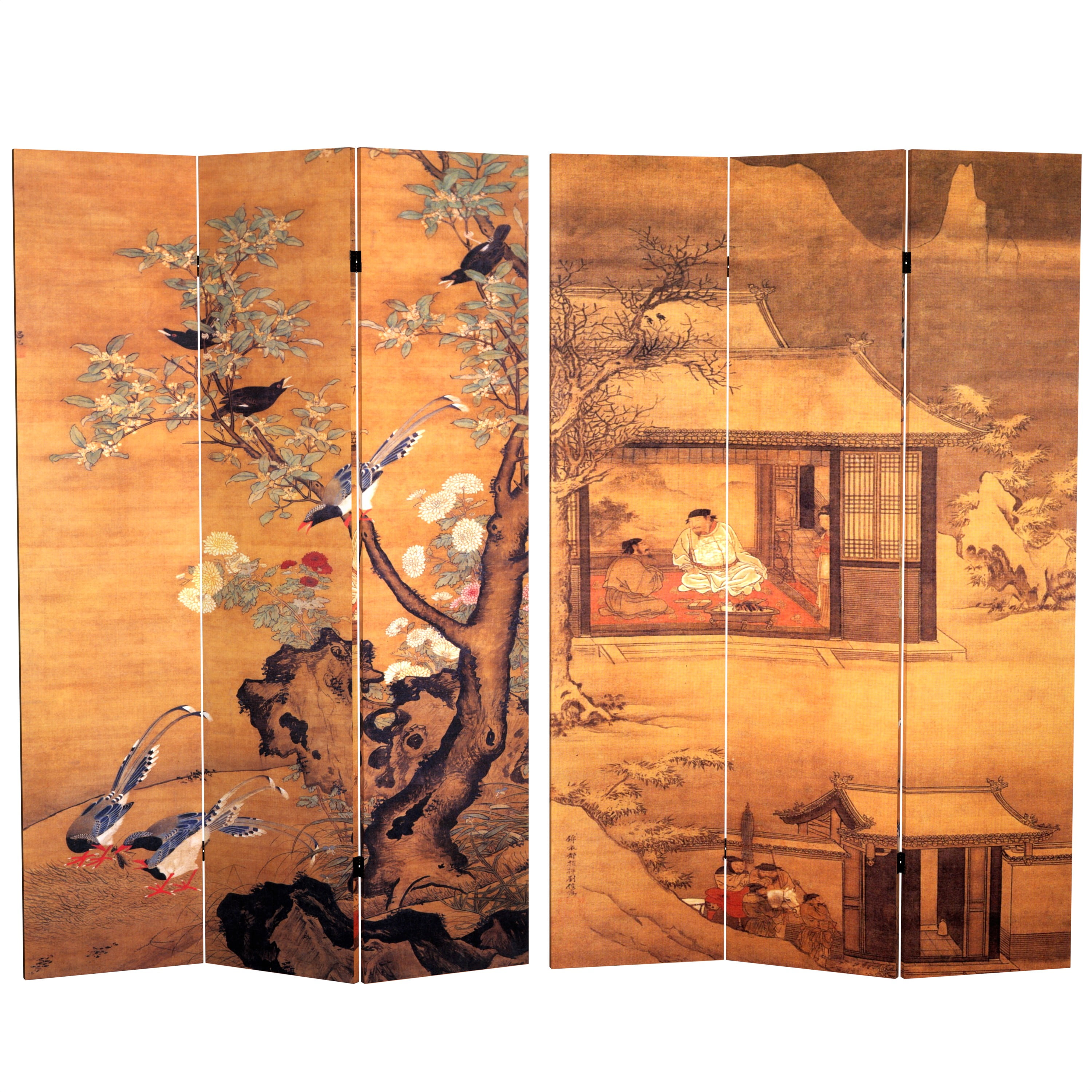 Oriental Furniture 6 ft. Tall Chinese Landscapes Canvas Room Divider - 3 Panel