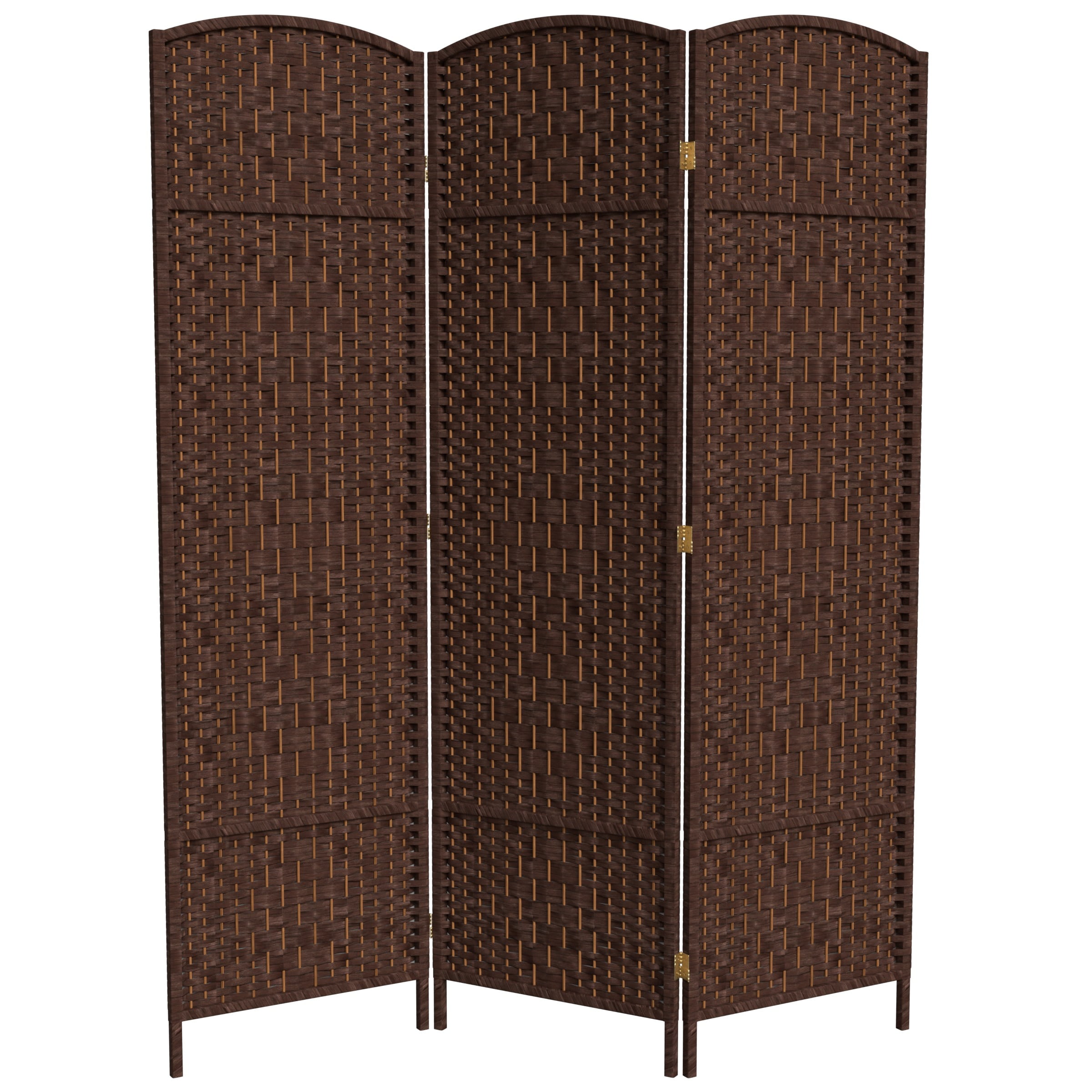 Red Lantern 6 ft. Tall Diamond Weave Fiber Room Divider - Dark Mocha - 3 Panel