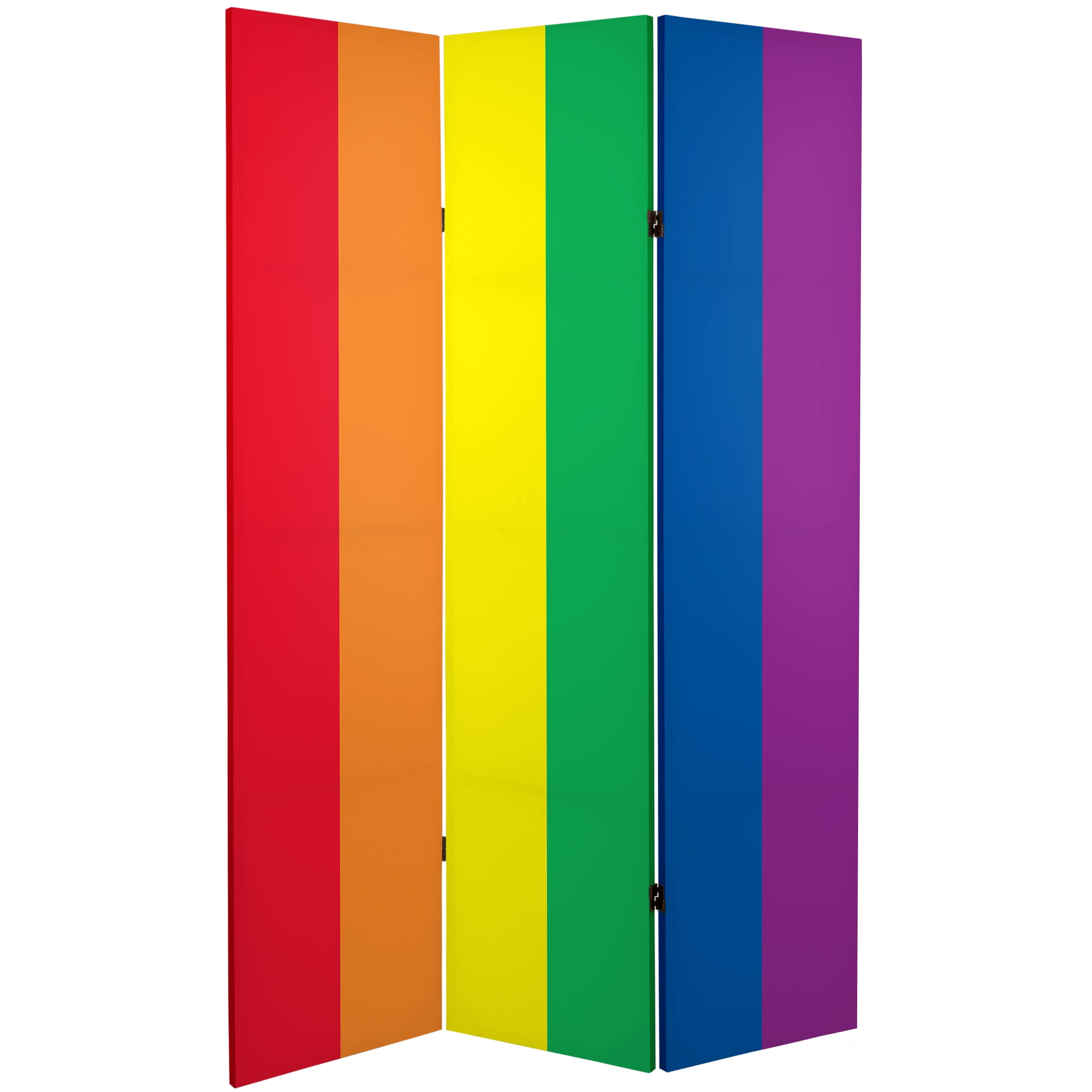 Oriental Furniture 6 ft. Tall Double Sided Rainbow Canvas Room Divider - 3 Panel