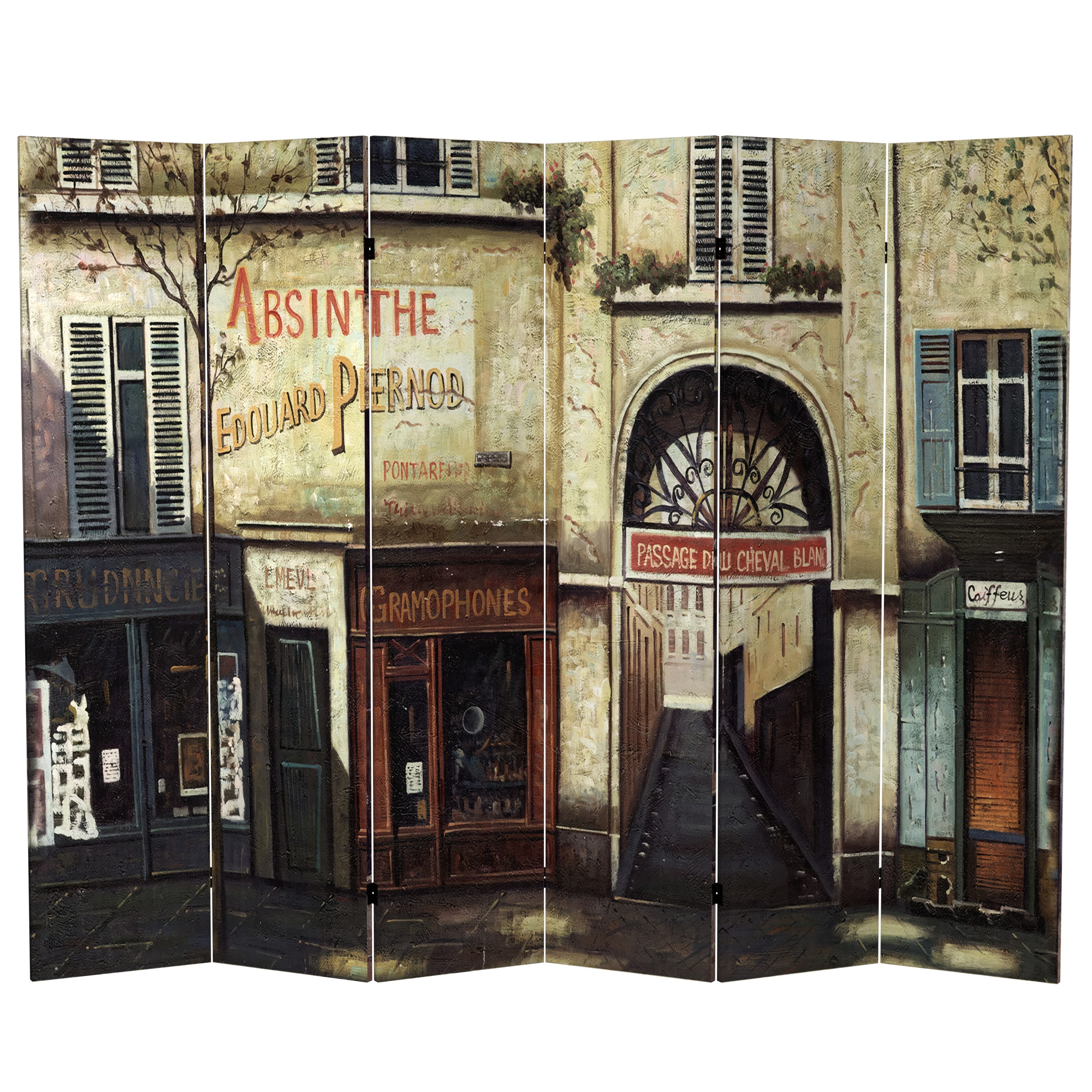 Oriental Furniture 6 ft. Tall French Cafe Canvas Room Divider - 6 Panel