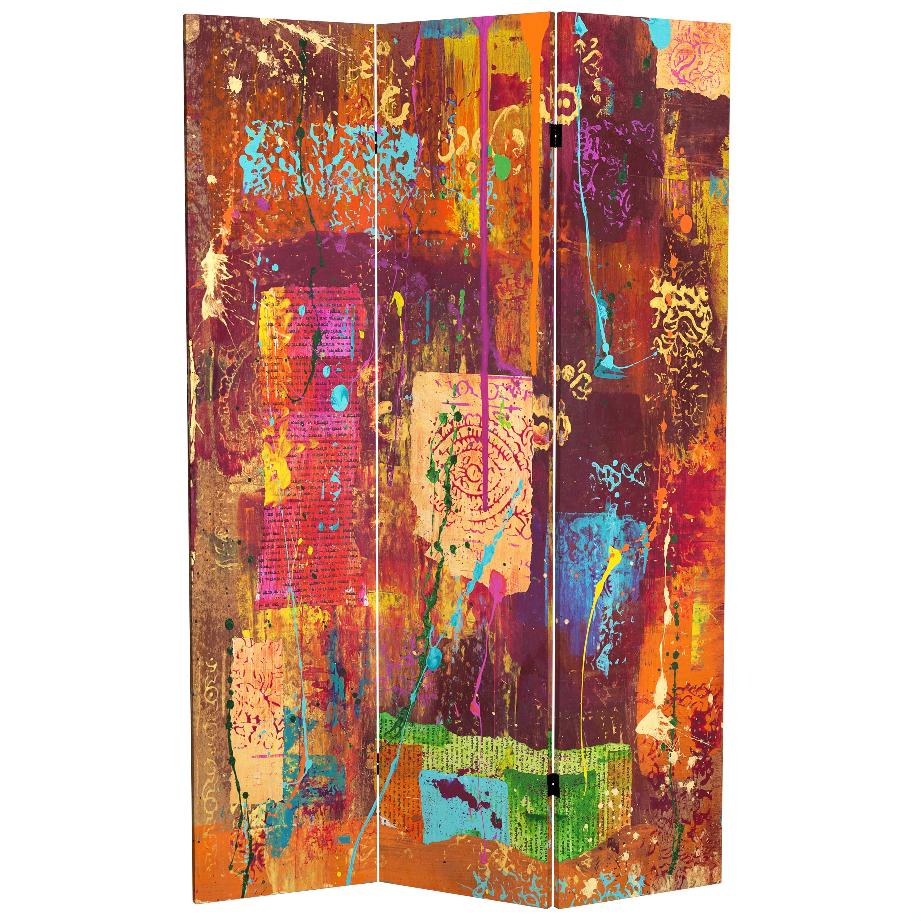 Red Lantern 6 ft. Tall India Double Sided Canvas Room Divider