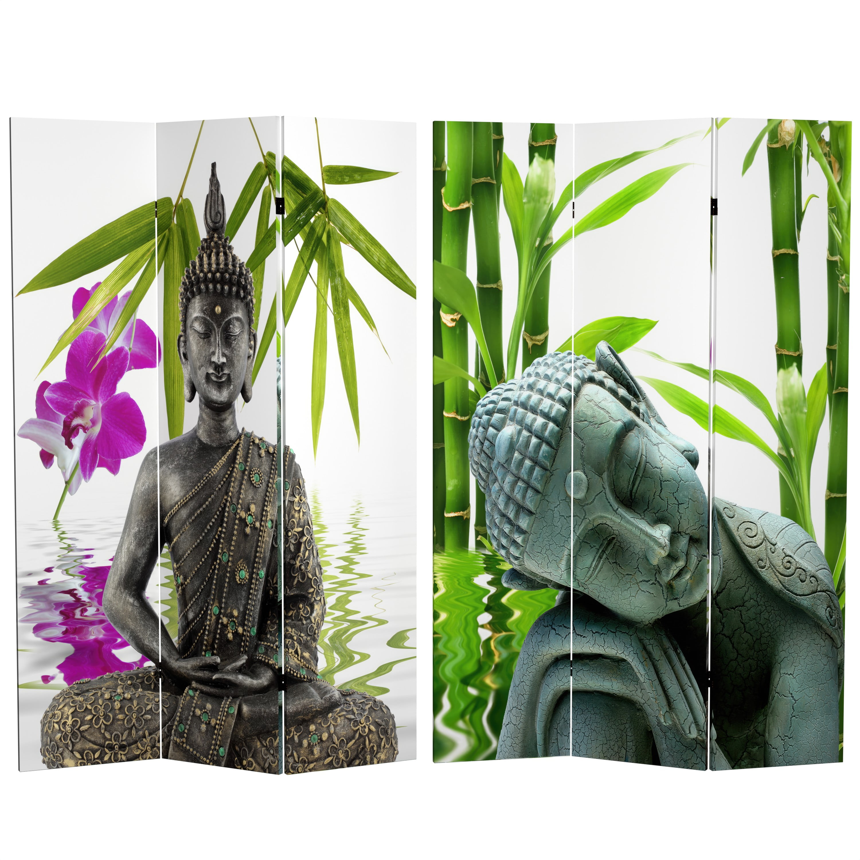 Oriental Furniture 6 ft. Tall Serenity Buddha Room Divider - 3 Panel