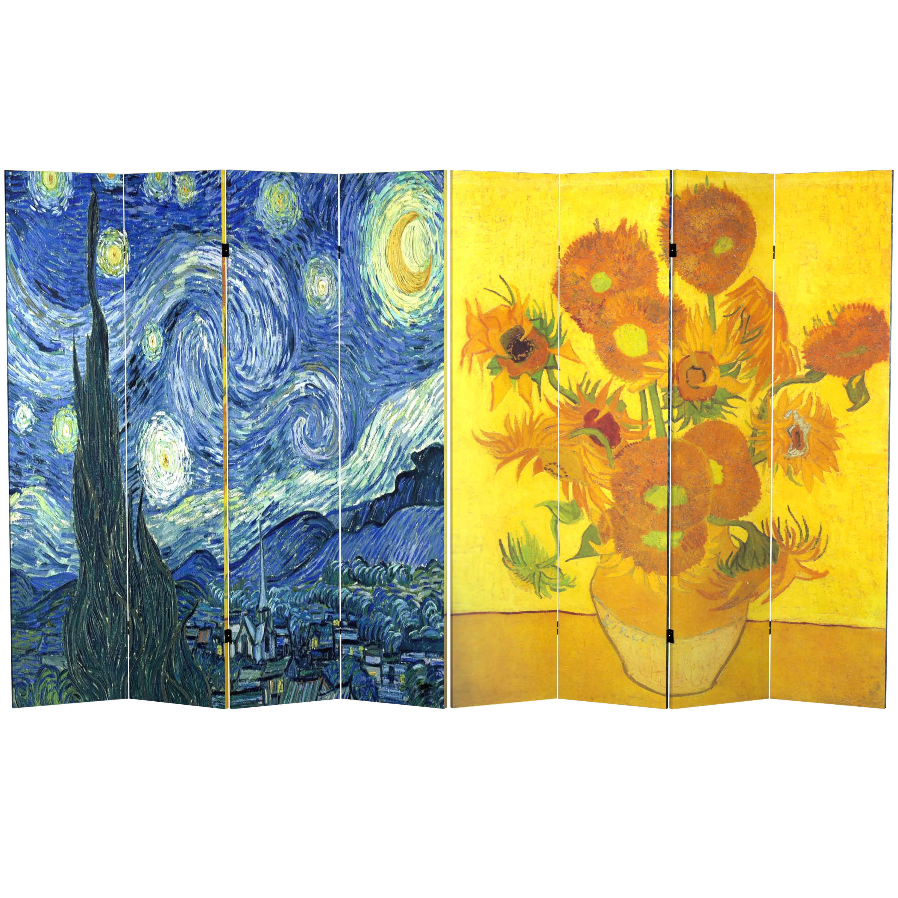 Oriental Furniture 6 ft. Tall Van Gogh Canvas Room Divider - 4 Panel