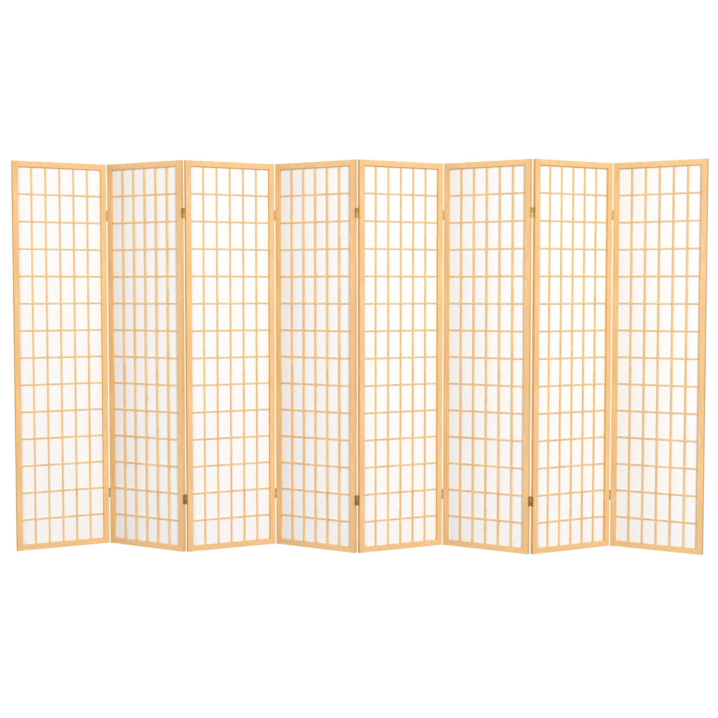 Red Lantern 6 ft. Tall Window Pane Shoji Screen - Natural - 8 Panels