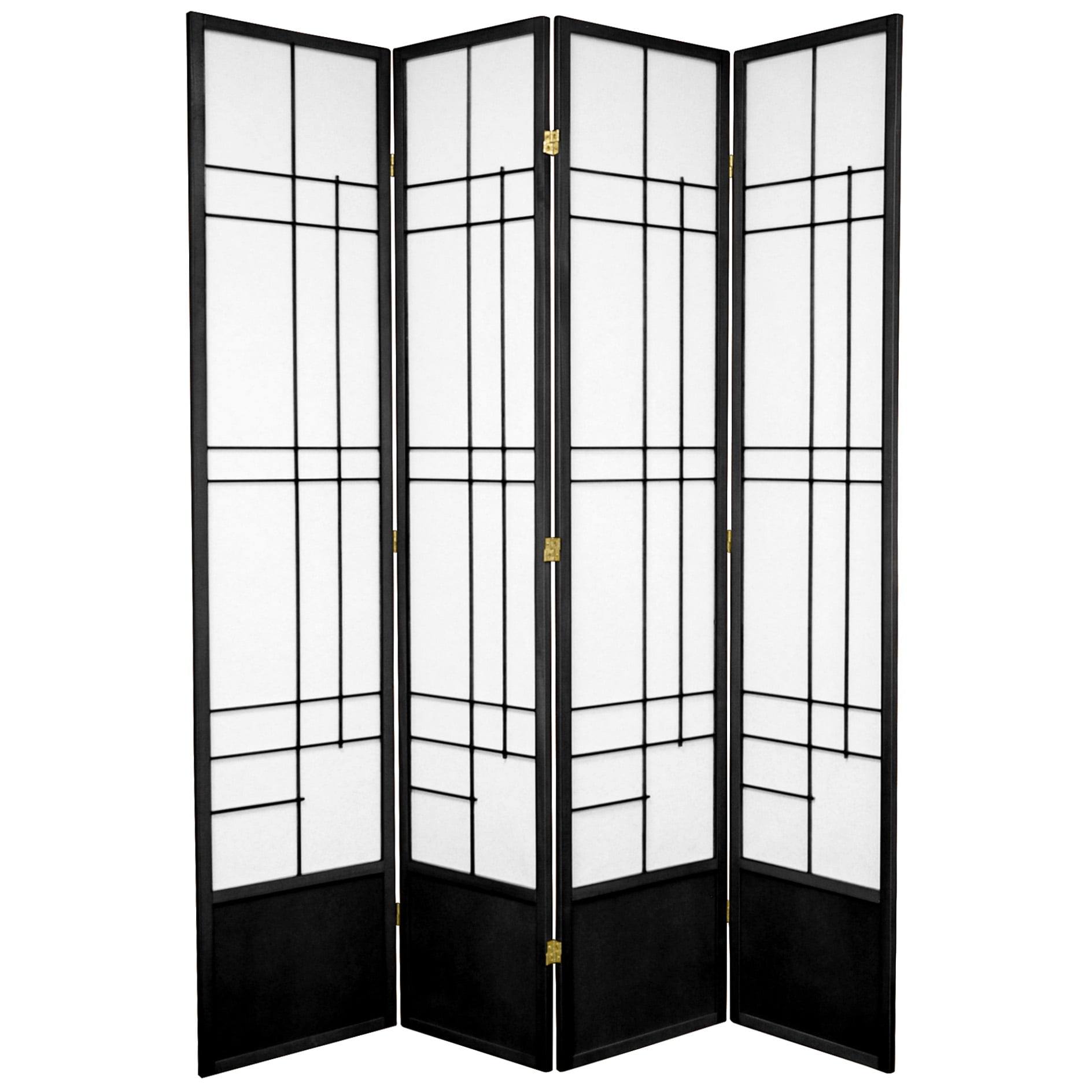 Red Lantern 7 ft. Tall Eudes Shoji Screen - Black - 4 Panels