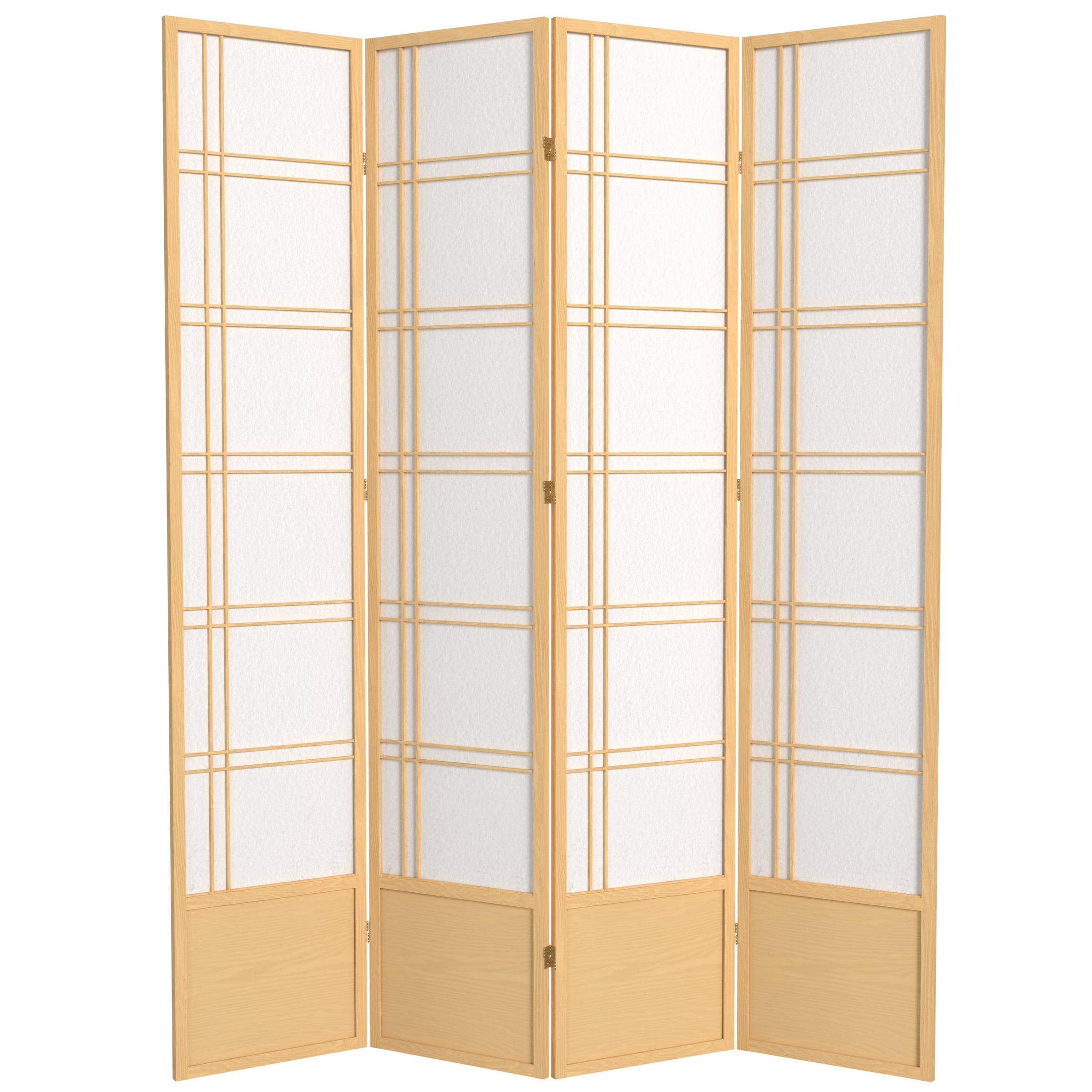Red Lantern 7 ft. Tall Double Cross Shoji Screen - Natural - 4 Panels