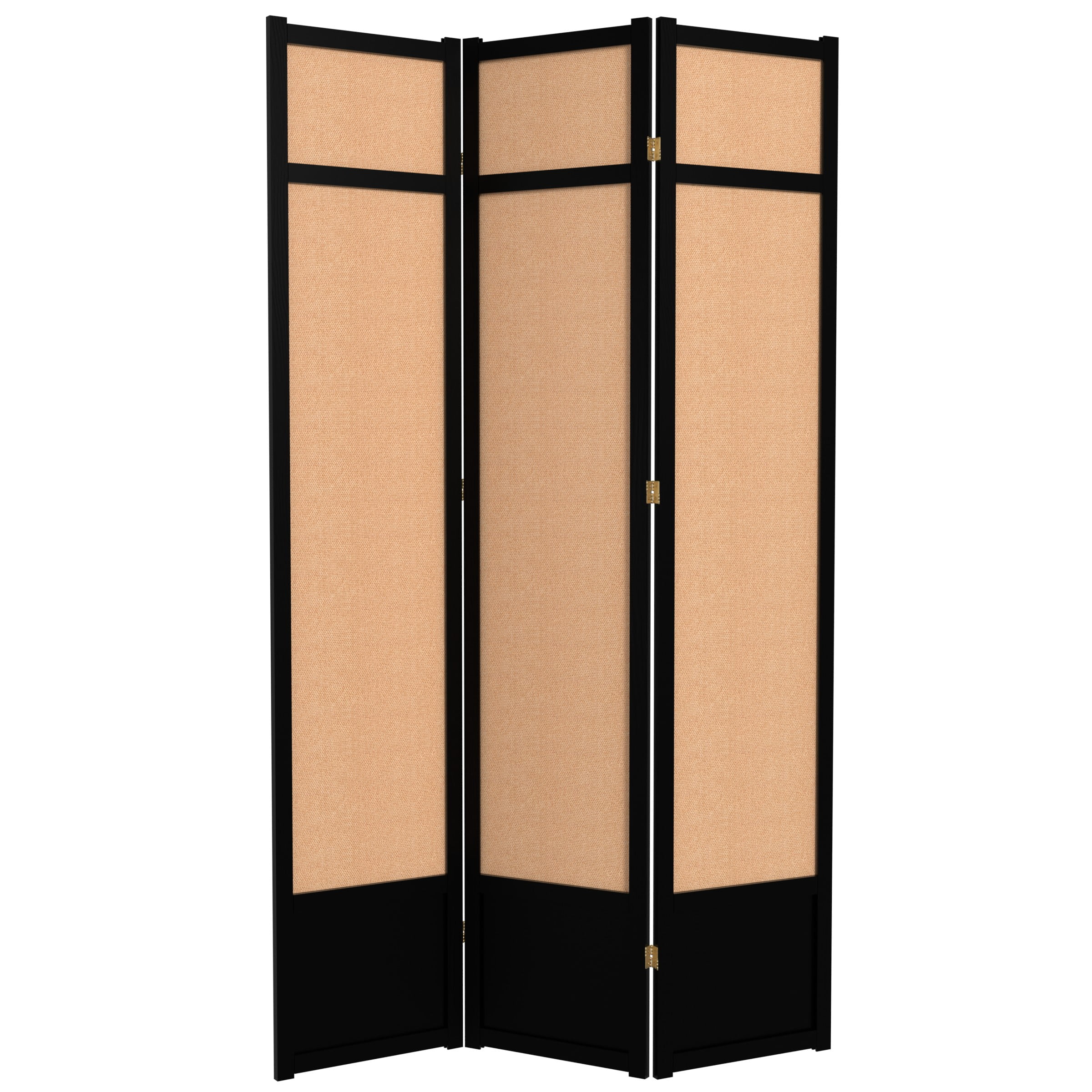 Red Lantern 7 ft. Tall Jute Shoji Screen - 3 Panel - Black