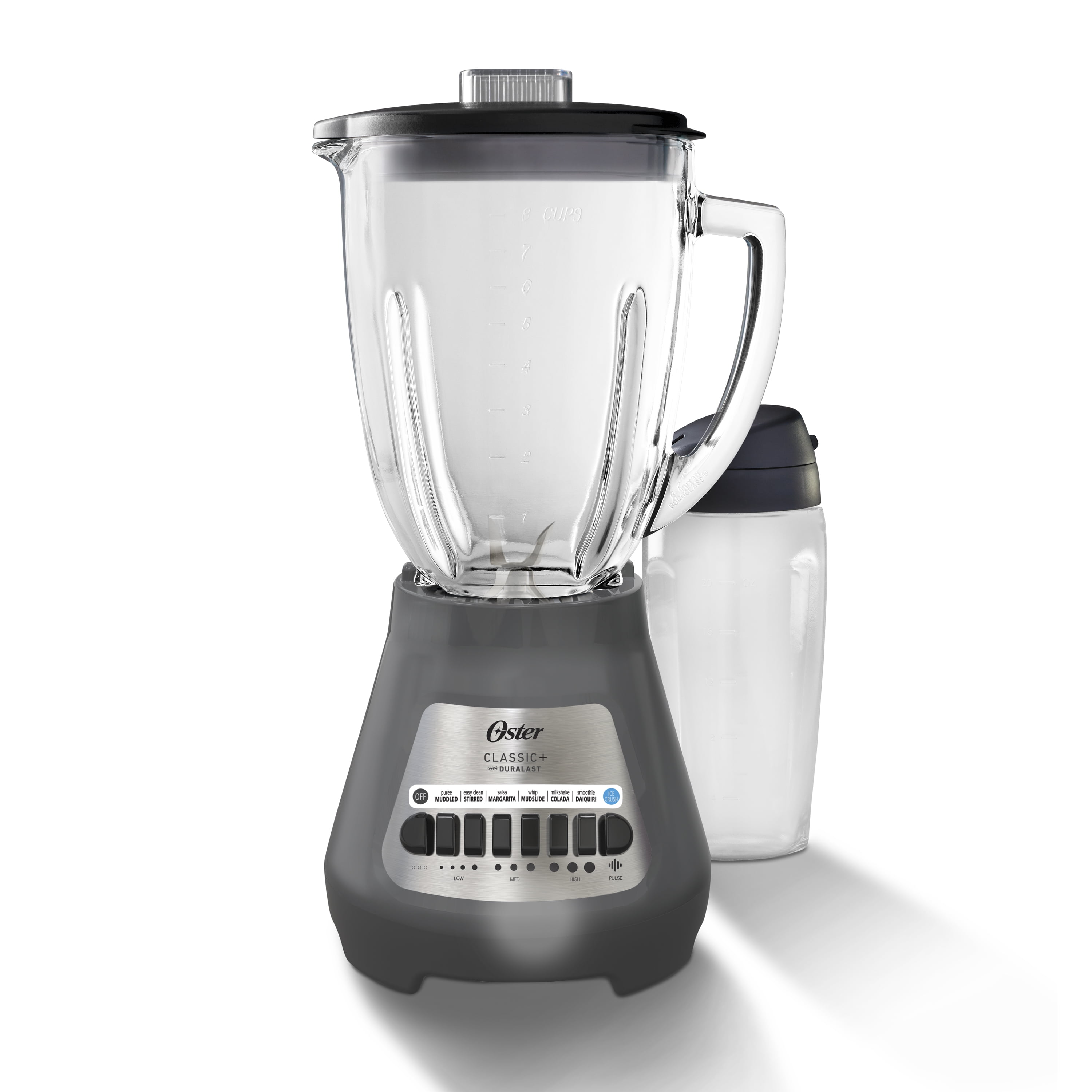 Oster Party Blender XL, 8-Cup Glass Jar Blender with 20oz Blend-N-Go Cup, 8 Speeds