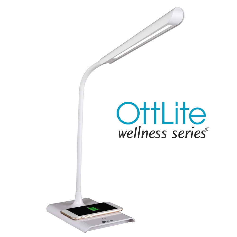 OttLite Wellness Series® Power Up LED Desk Lamp with Wireless Charging, White
