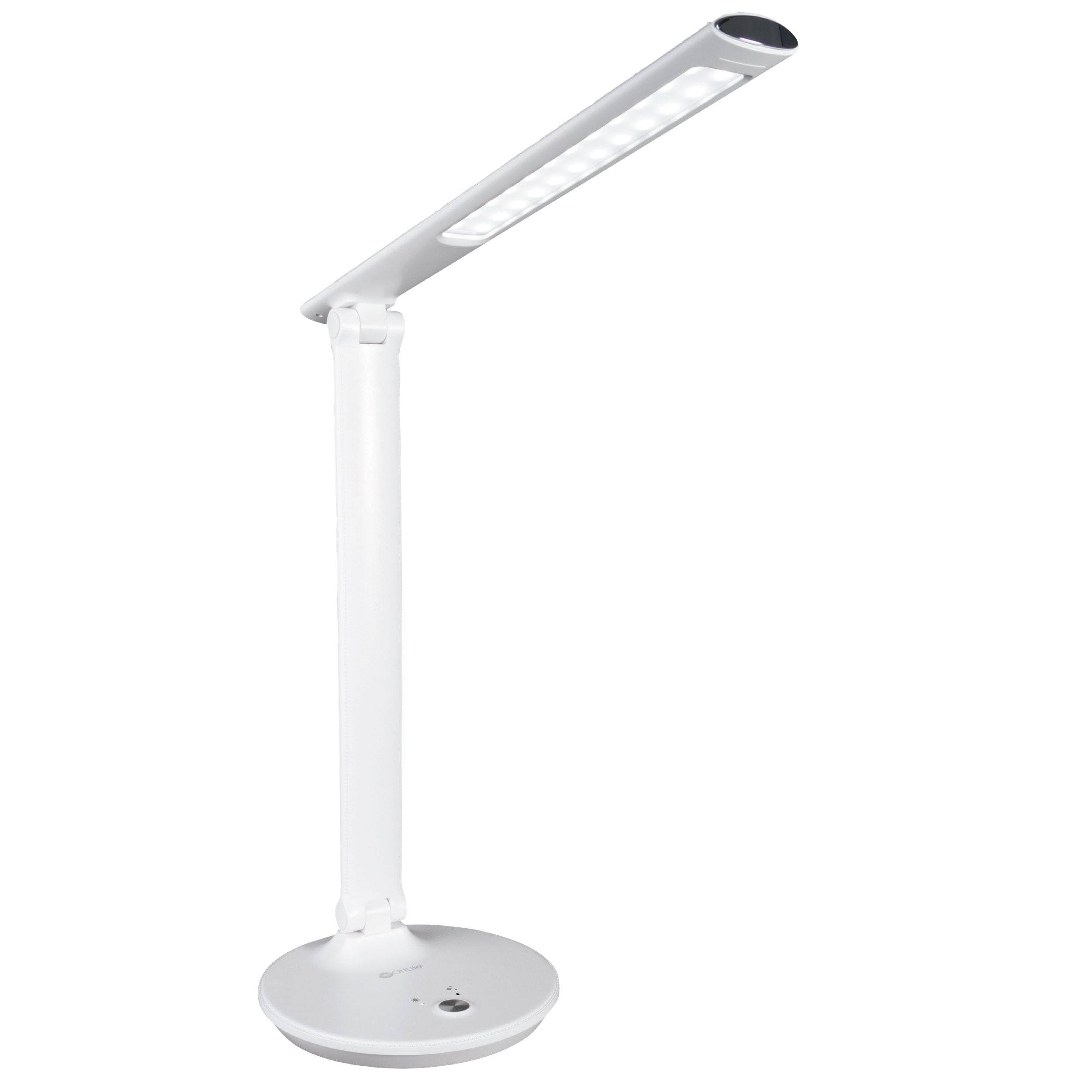 OttLite Emerge Modern Adjustable Lamp LED Sanitizing Desk Lamp with USB Charging, Polished White, Touch Activated, Flexible Neck, Modern Light for Reading, Crafting & Office Desktop