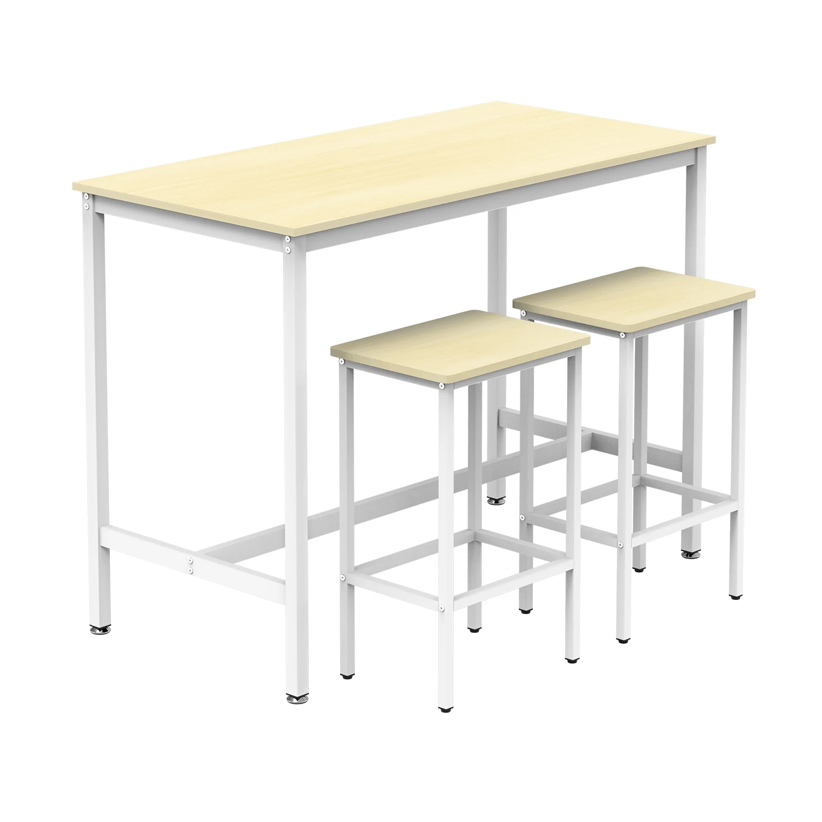 Oumilen 3 Piece Wood Bar Table and 2 Chairs Set Indoor Counter Height Dining Set, White