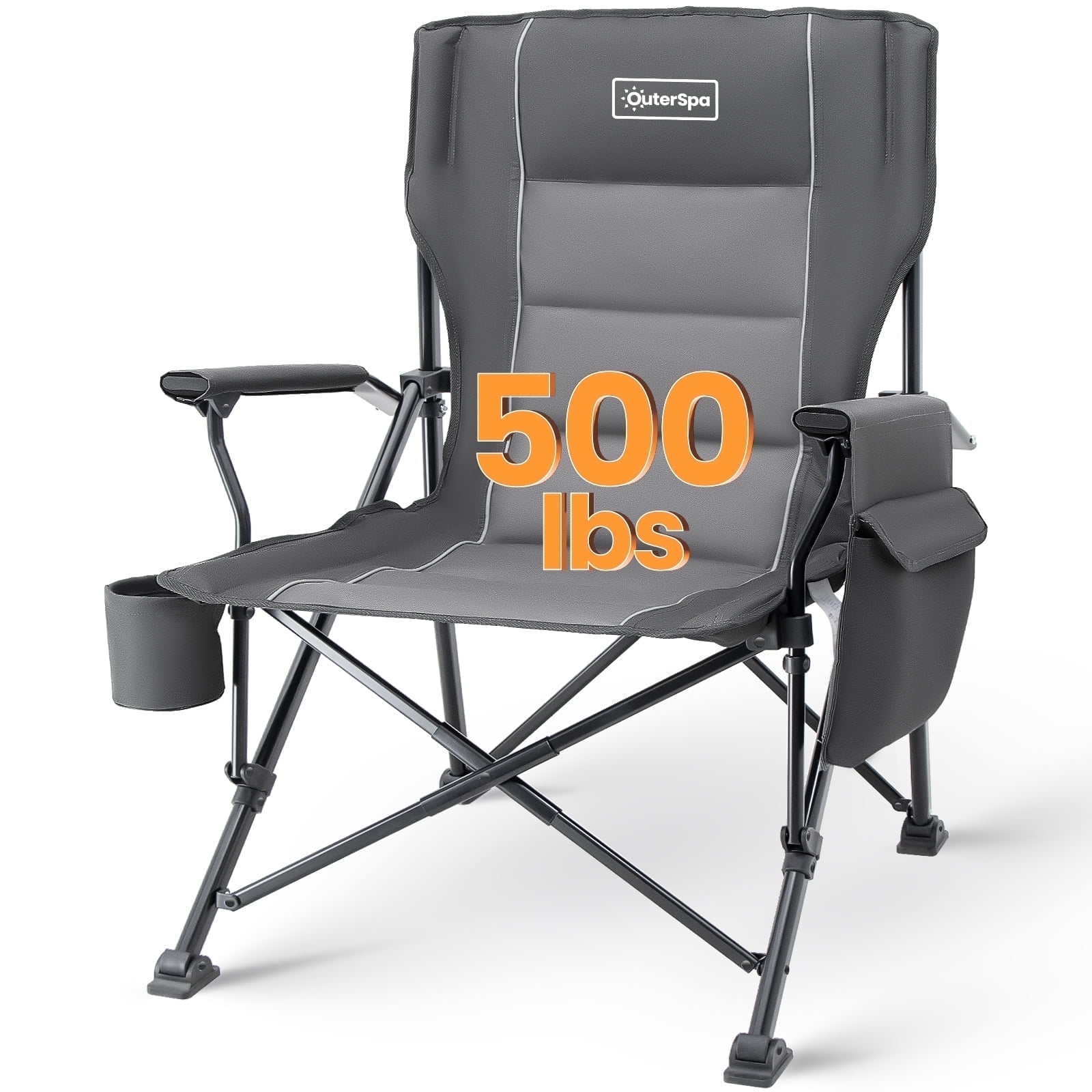 OuterSpa Oversized Camping Chair Big and Tall Camping Chair Compact Portable Camping Chair with Carry Bag High Back Padded Camping Chair Comfortable Heavy Duty Camping Chair, Support 500 lbs