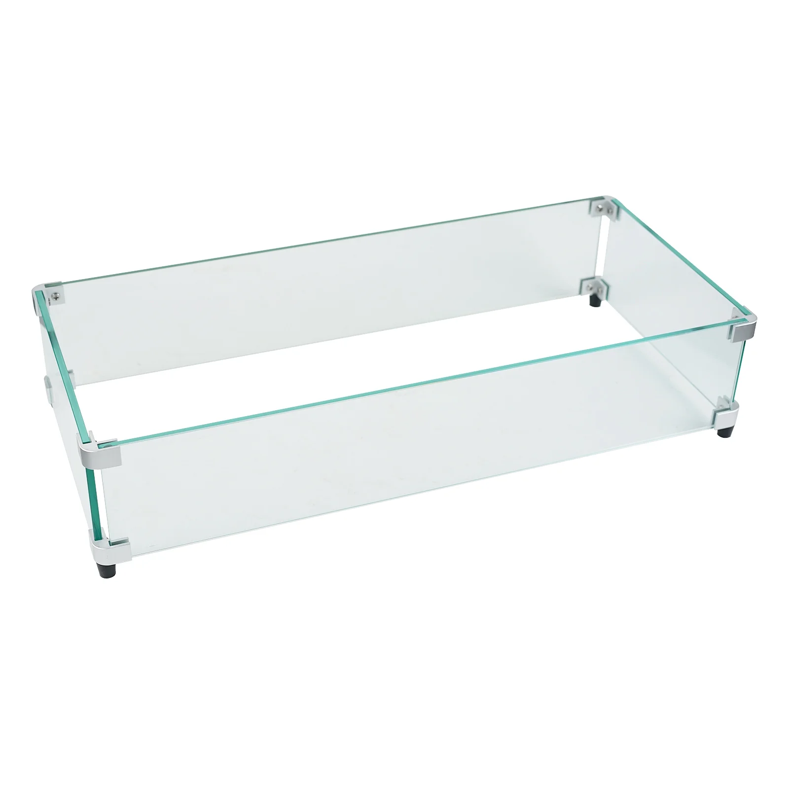 P PBAUTOS Rectangle Fire Pit Glass Wind Guard, 29"*13"*6" with 5/16" Thickened Tempered Glass for Outdoor Fire Pits Pan / Table