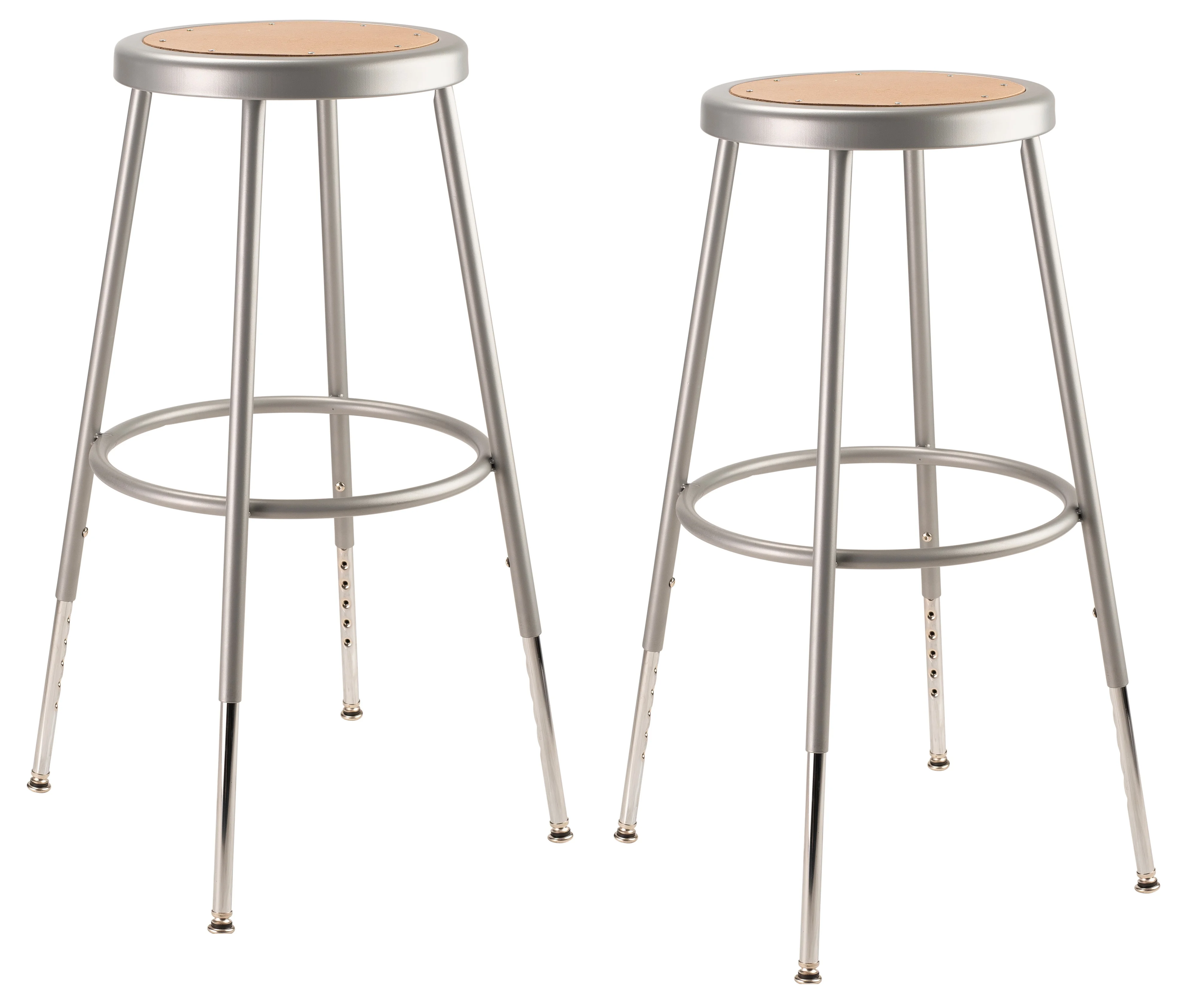 (Pack of 2) NPS 25 -33" Height Adjustable Heavy Duty Steel Stool, Grey