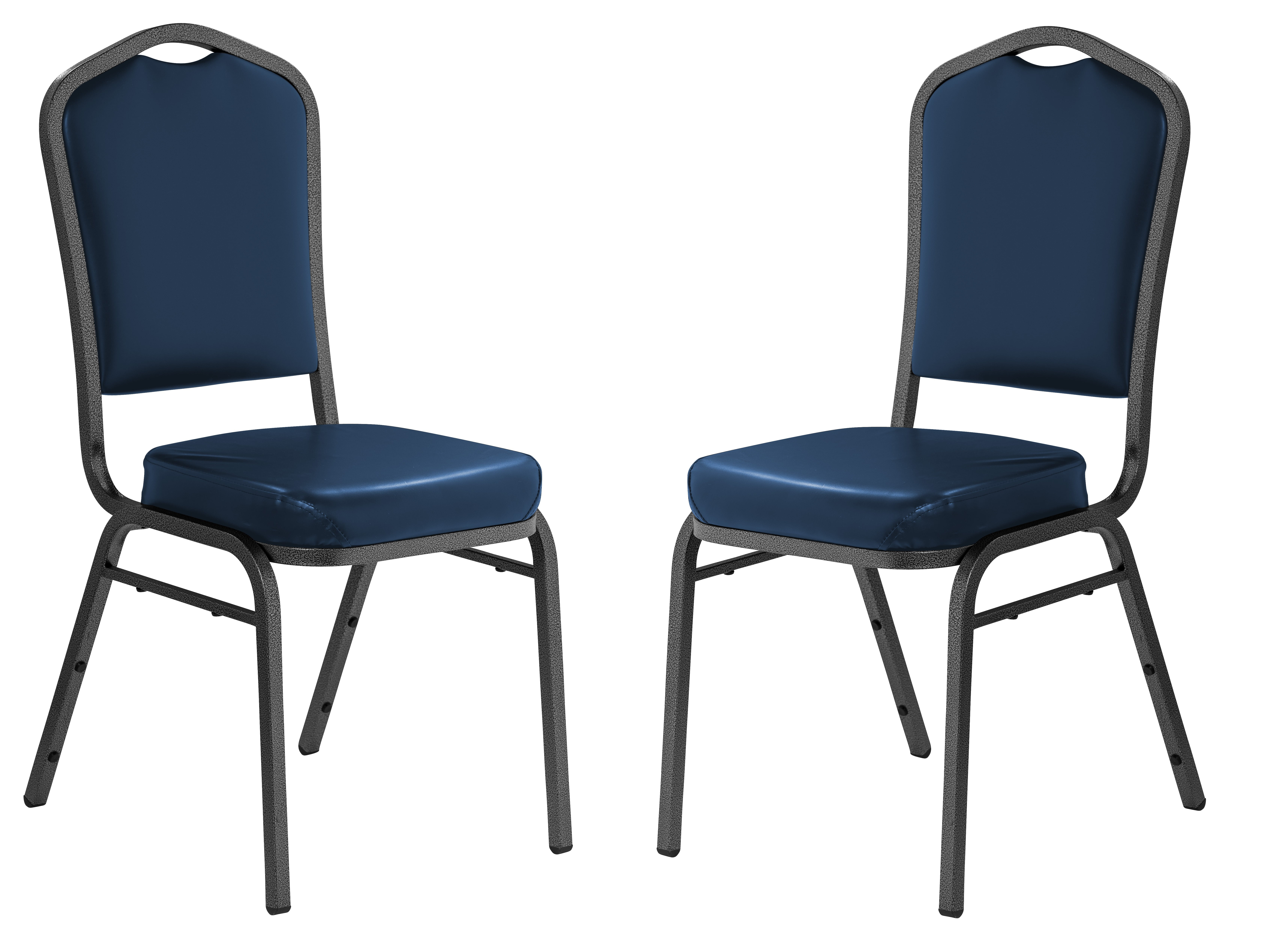 (Pack of 2) NPS® 9300 Series Deluxe Vinyl Upholstered Stack Chair, Midnight Blue Seat/Silvervein Frame