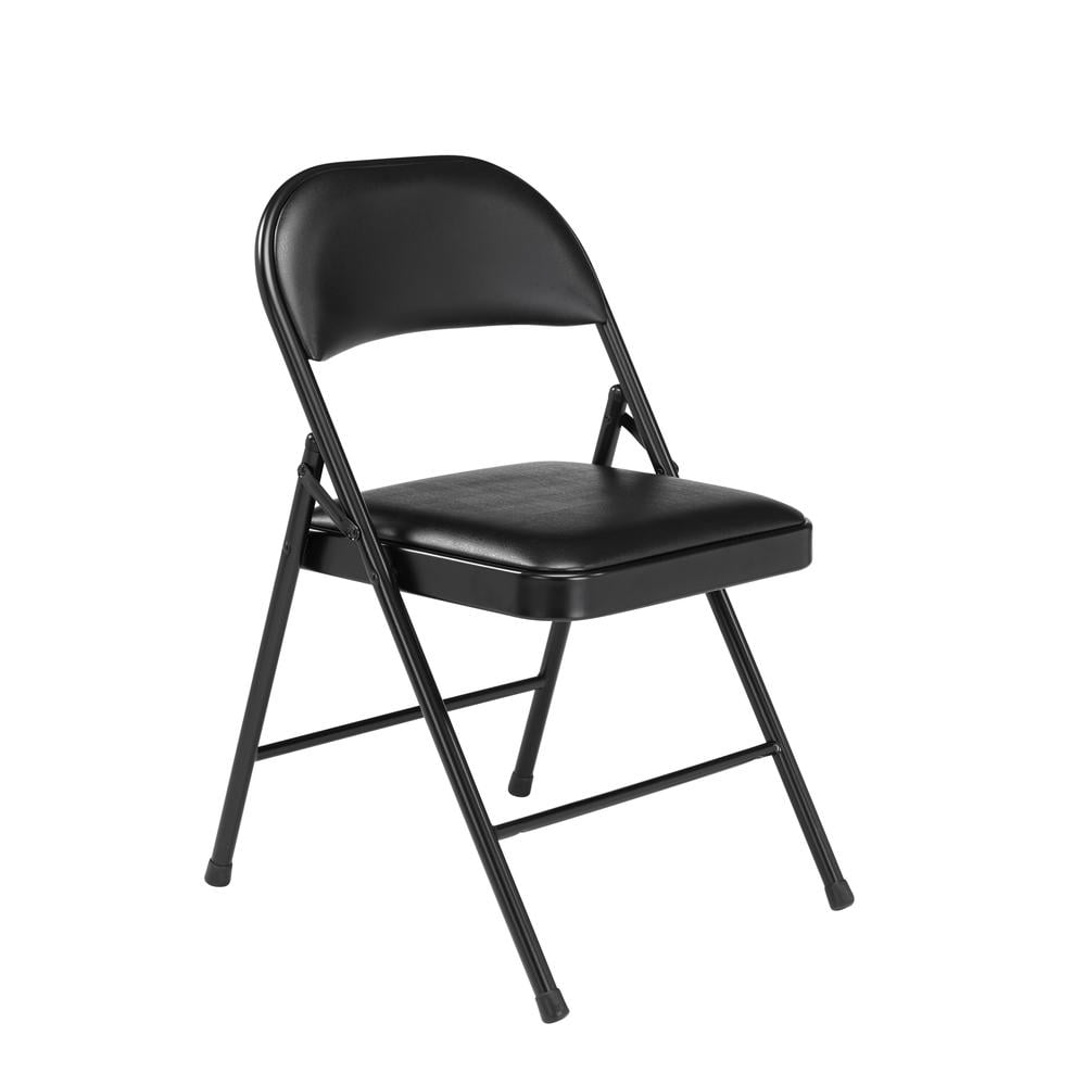 (Pack of 4) Commercialine® 900 Series Vinyl Padded Steel Folding Chair, Black