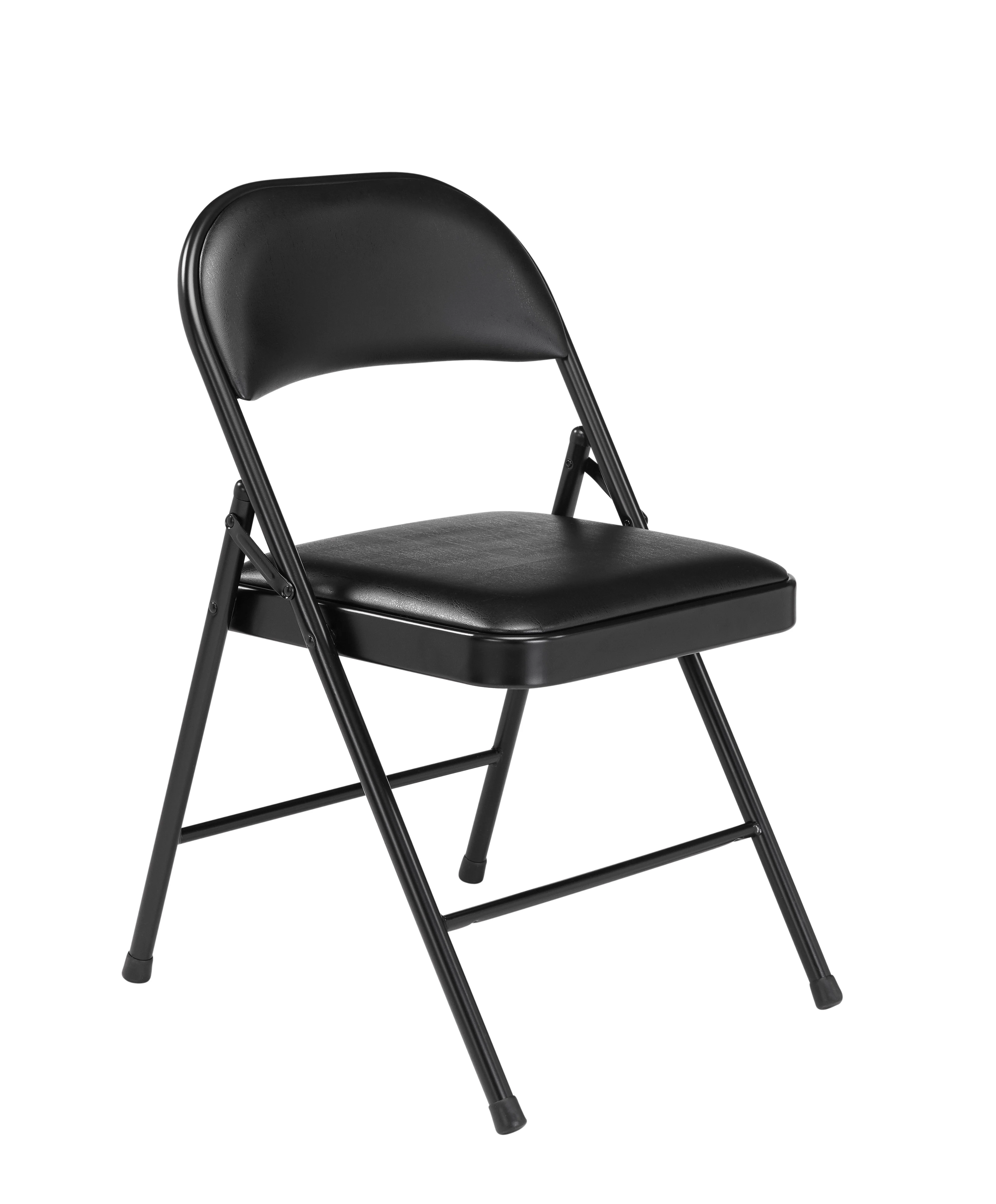(Pack of 4) Commercialine® 900 Series Vinyl Padded Steel Folding Chair, Black