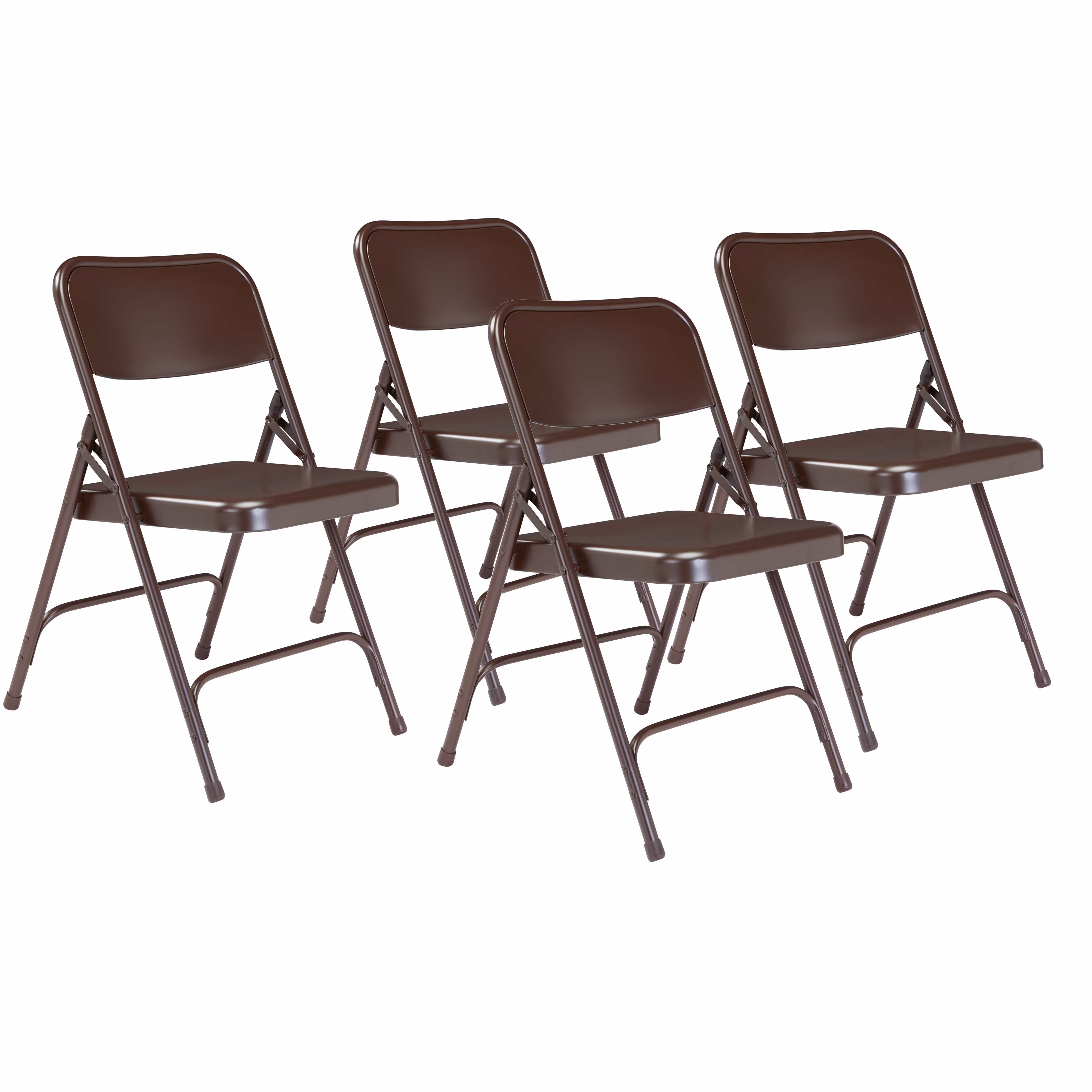 (Pack of 4) NPS® 200 Series Premium All-Steel Double Hinge Folding Chair, Brown