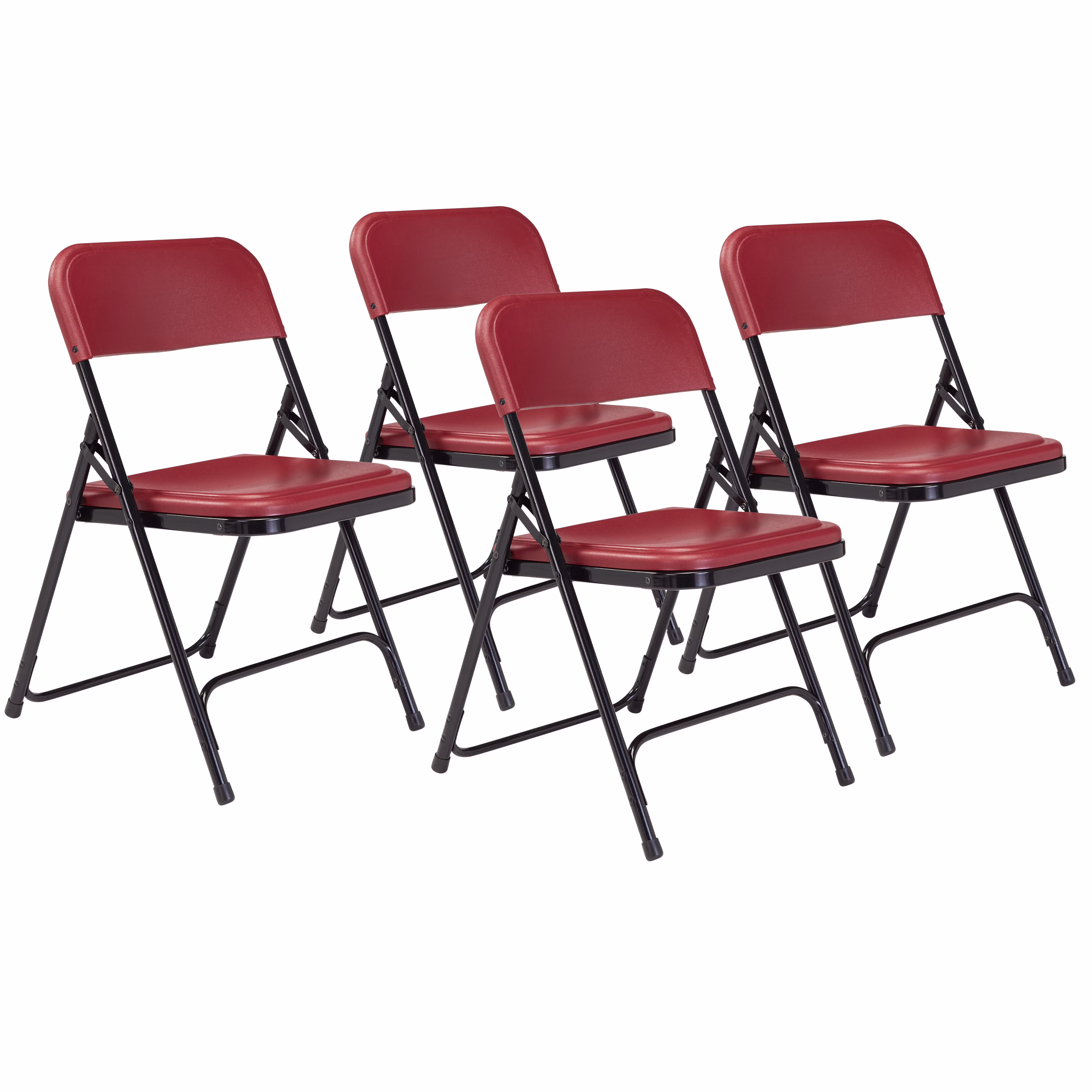 (Pack of 4) NPS 800 Series Premium Lightweight Plastic Folding Chair, Burgundy
