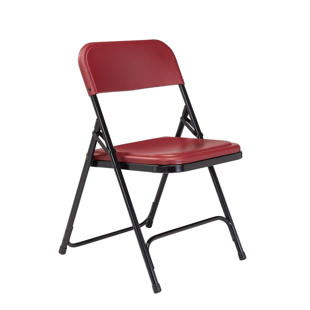 (Pack of 4) NPS 800 Series Premium Lightweight Plastic Folding Chair, Burgundy