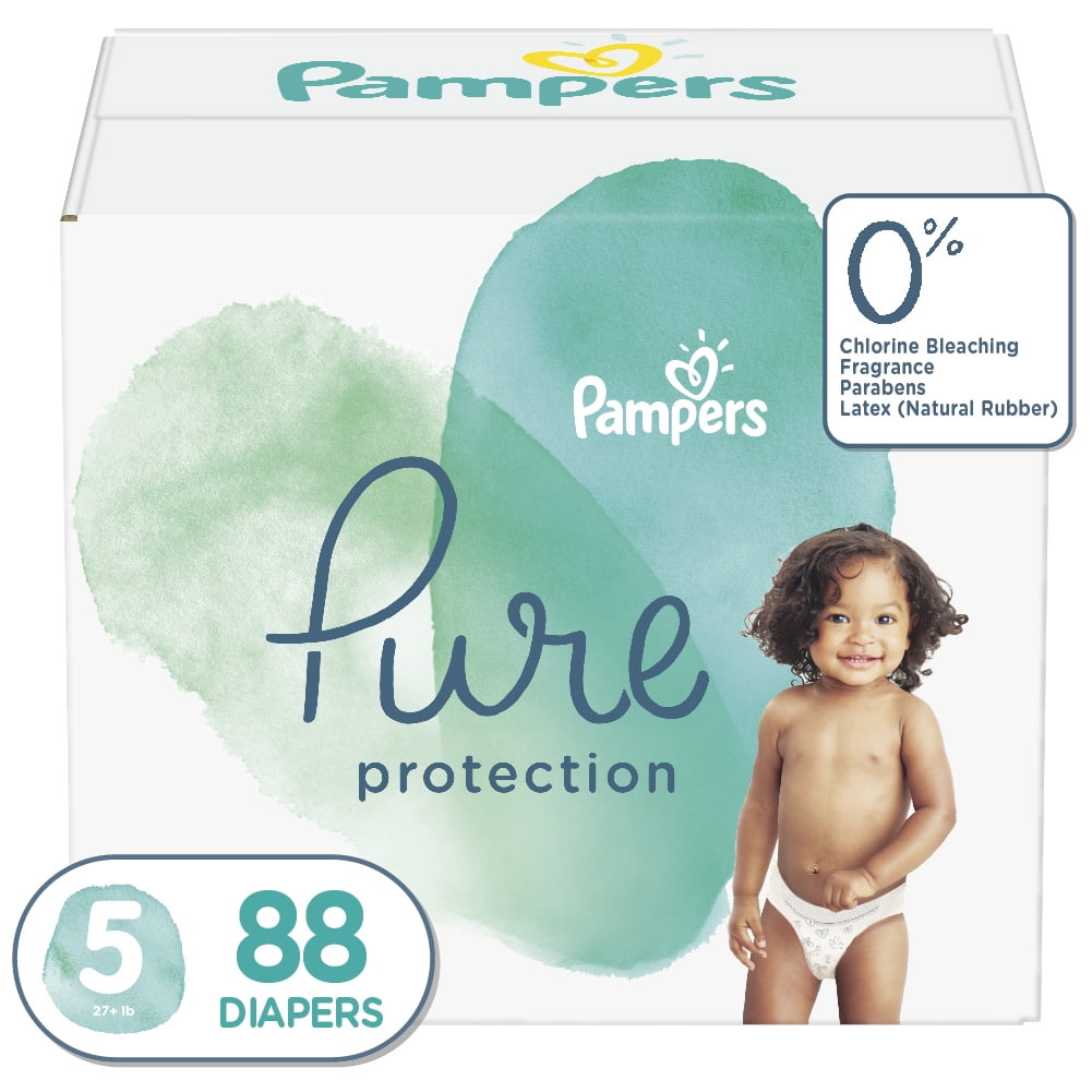 Pampers Pure Protection Natural Diapers, Size 5, 88 ct