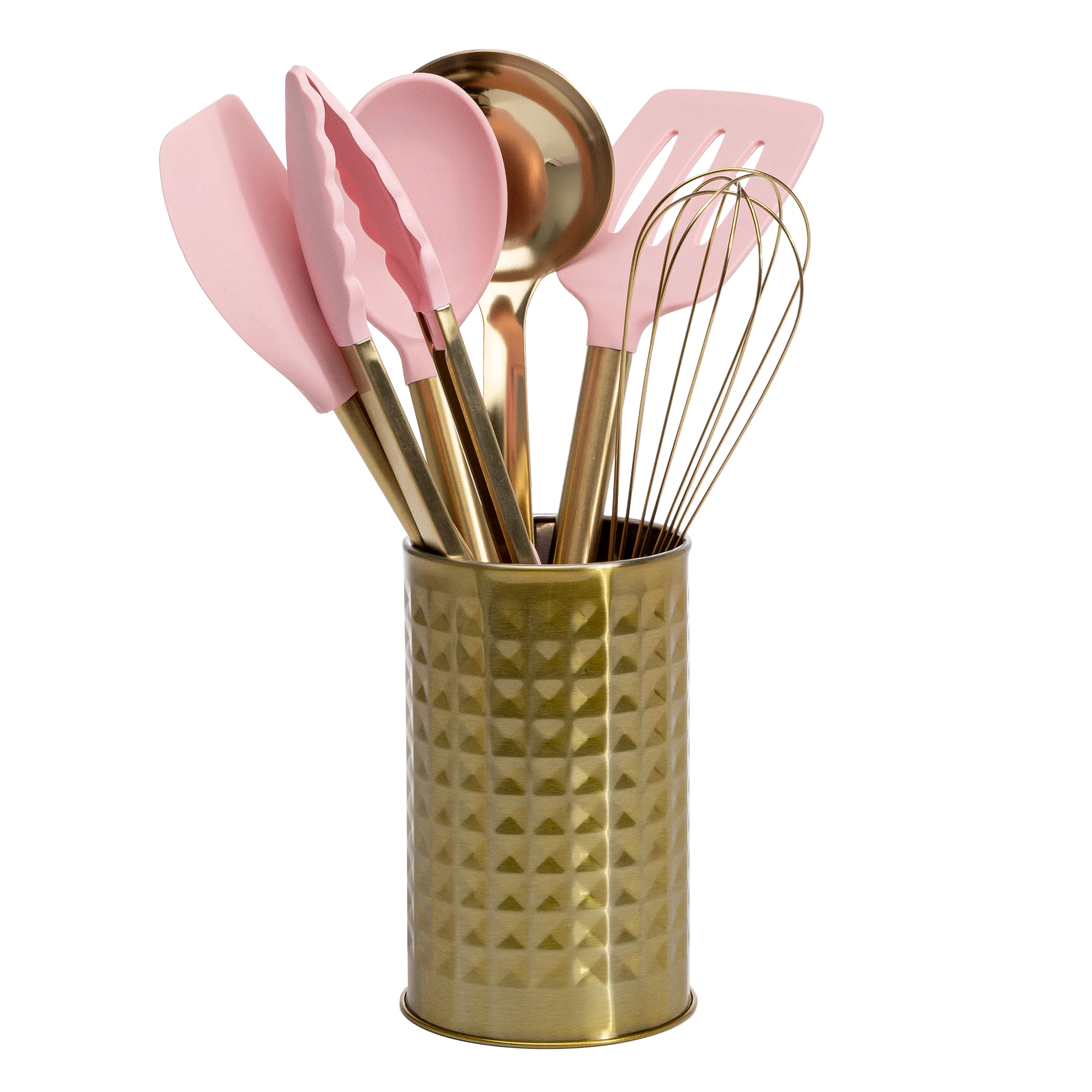 Paris Hilton 7-Piece Cooking Utensils Set, Silicone and Stainless Steel, Pink