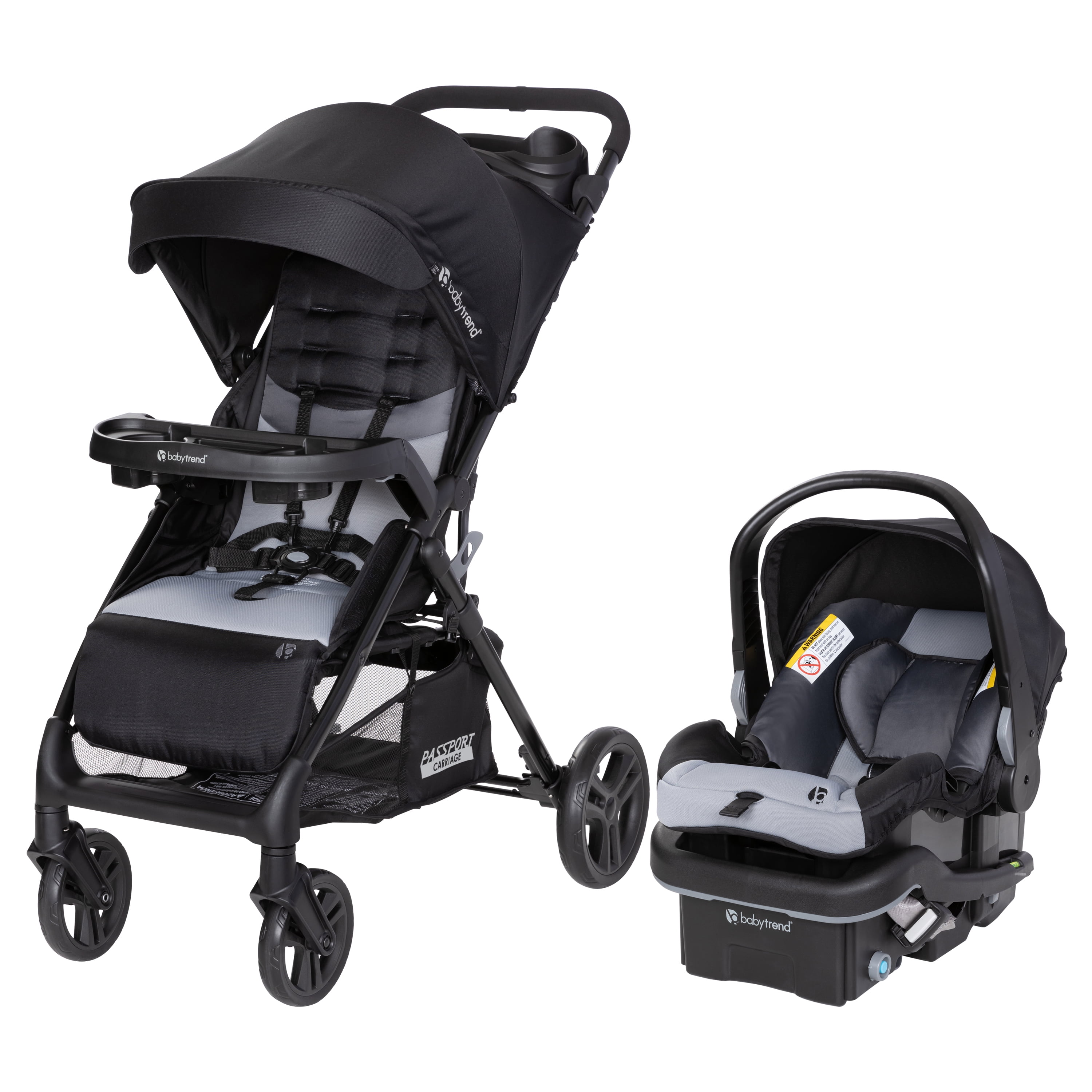 Baby Trend Passport Carriage Travel System with Privacy Net and EZ-Lift Plus Infant Car Seat, Dash Black