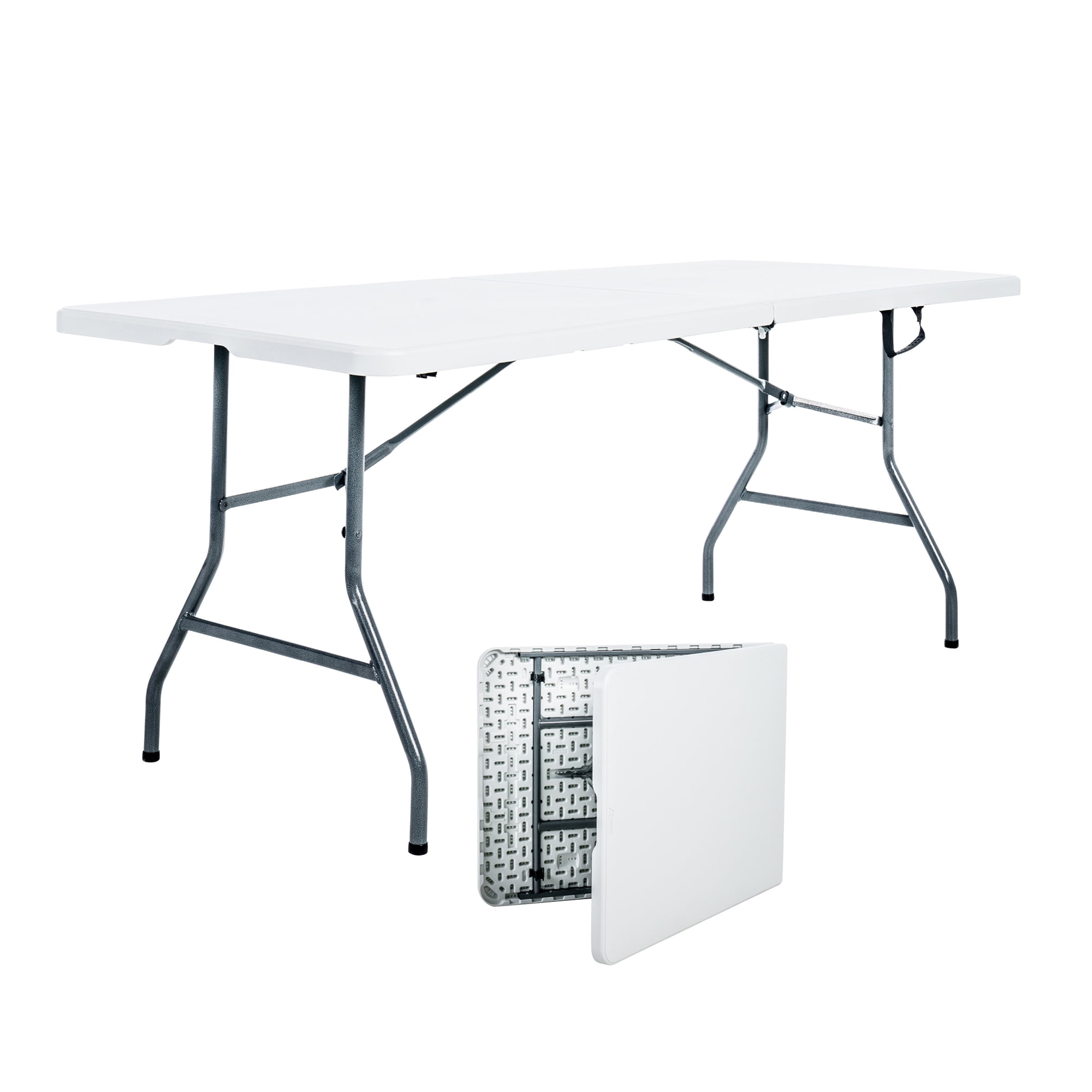 Peakform 6' Rectangle Centerfold Table, Indoor/Outdoor Requisite, White (80918)