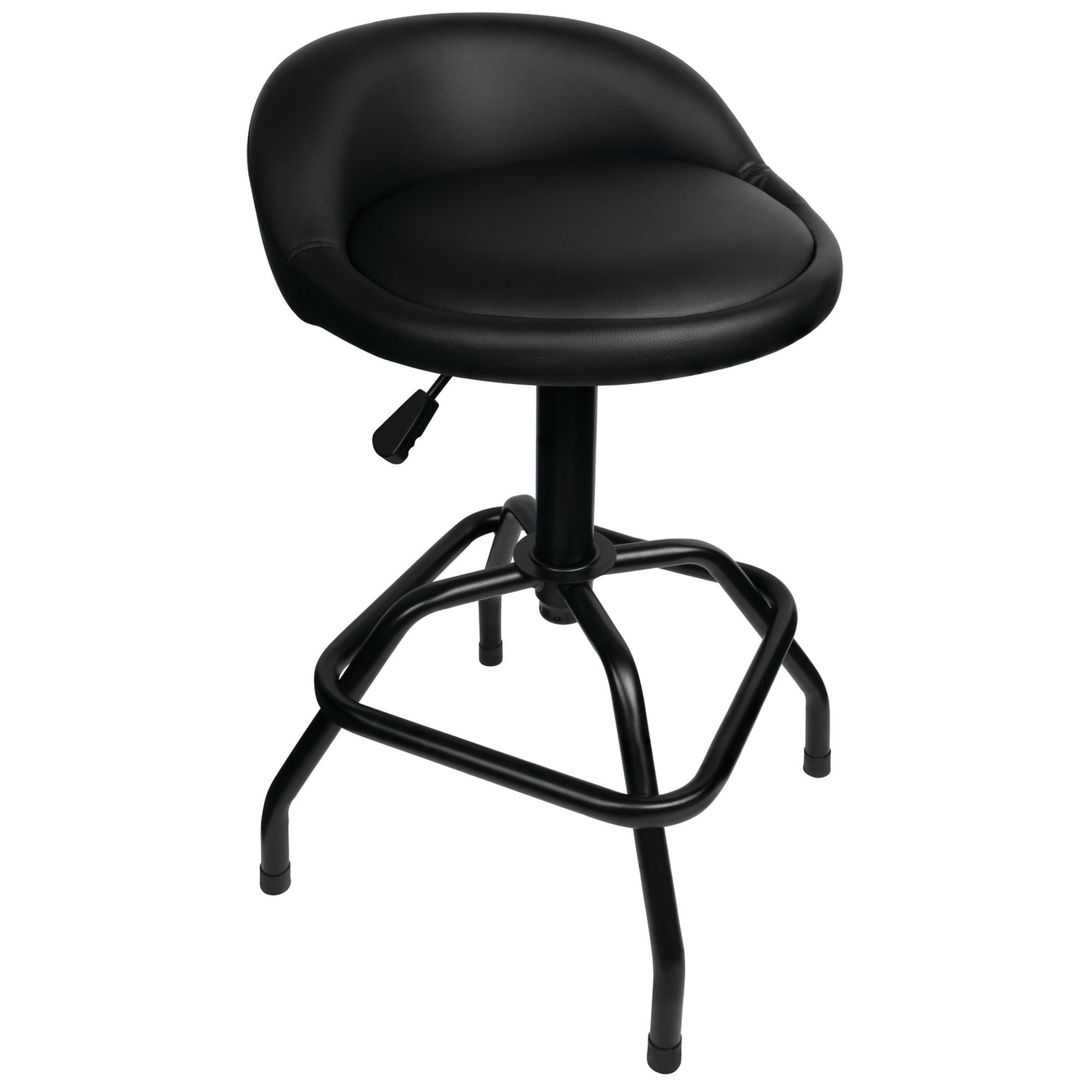 Performance Tool W85011 Pneumatic Swivel Bar Stool with Back Support, 360-Degree Swivel, Heavy Duty Steel Frame, Black