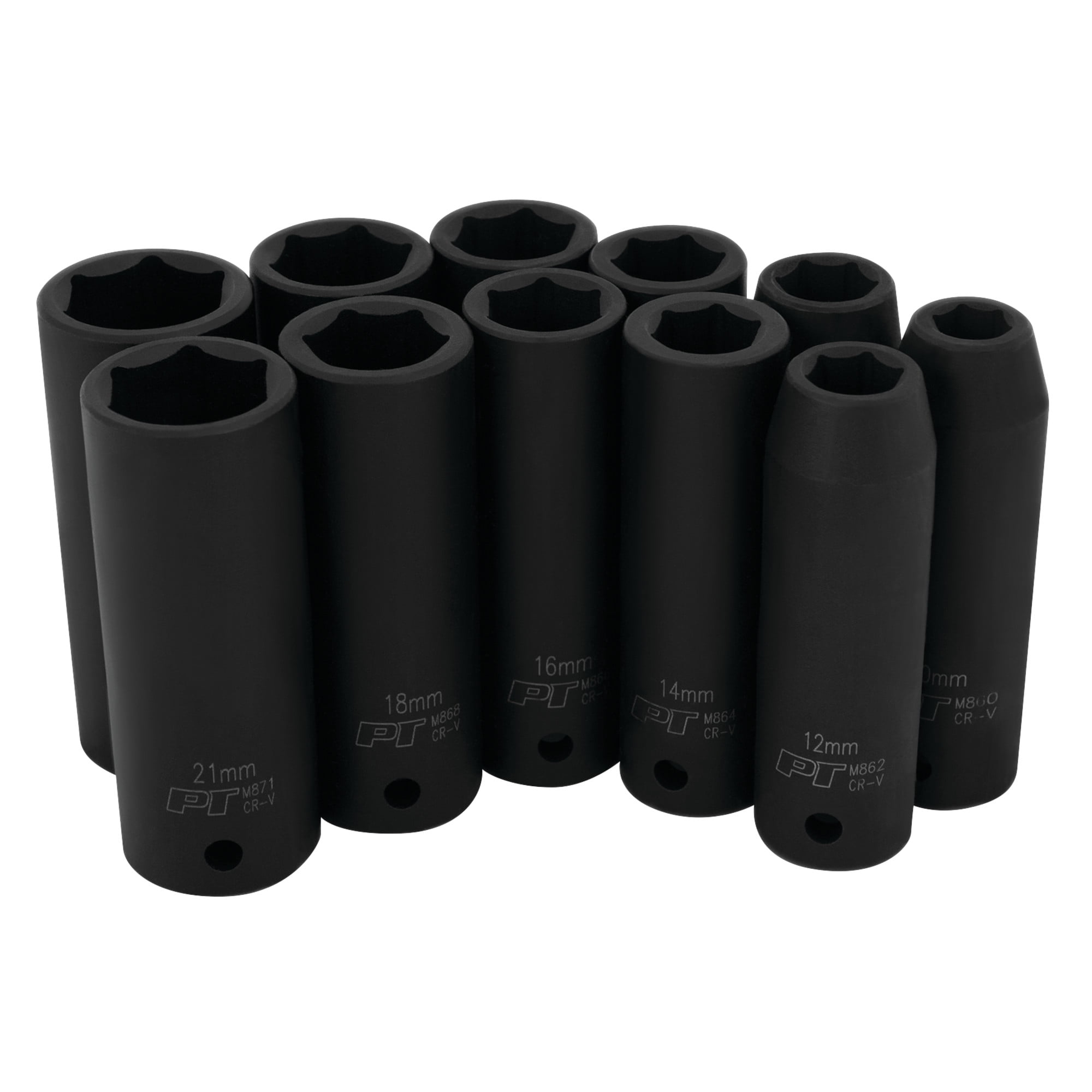 Performance Tool M591DB Mechanics 1/2-Inch Drive Metric Deep Wall Impact Socket Set, 11-Piece