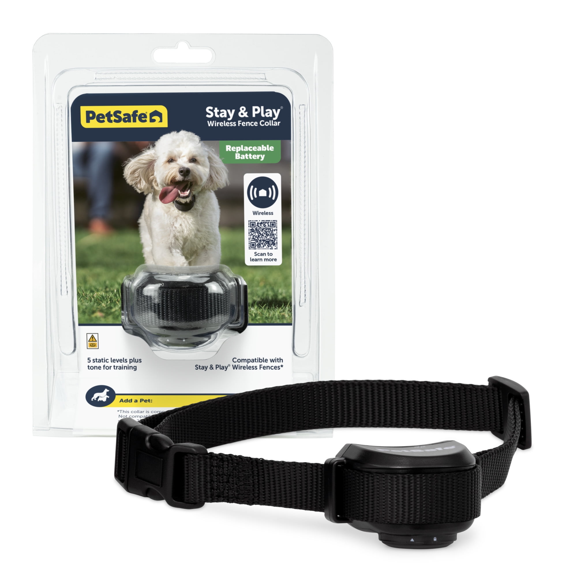 PetSafe Stay & Play Wireless Fence with Replaceable Battery Dog & Cat Collar, Waterproof