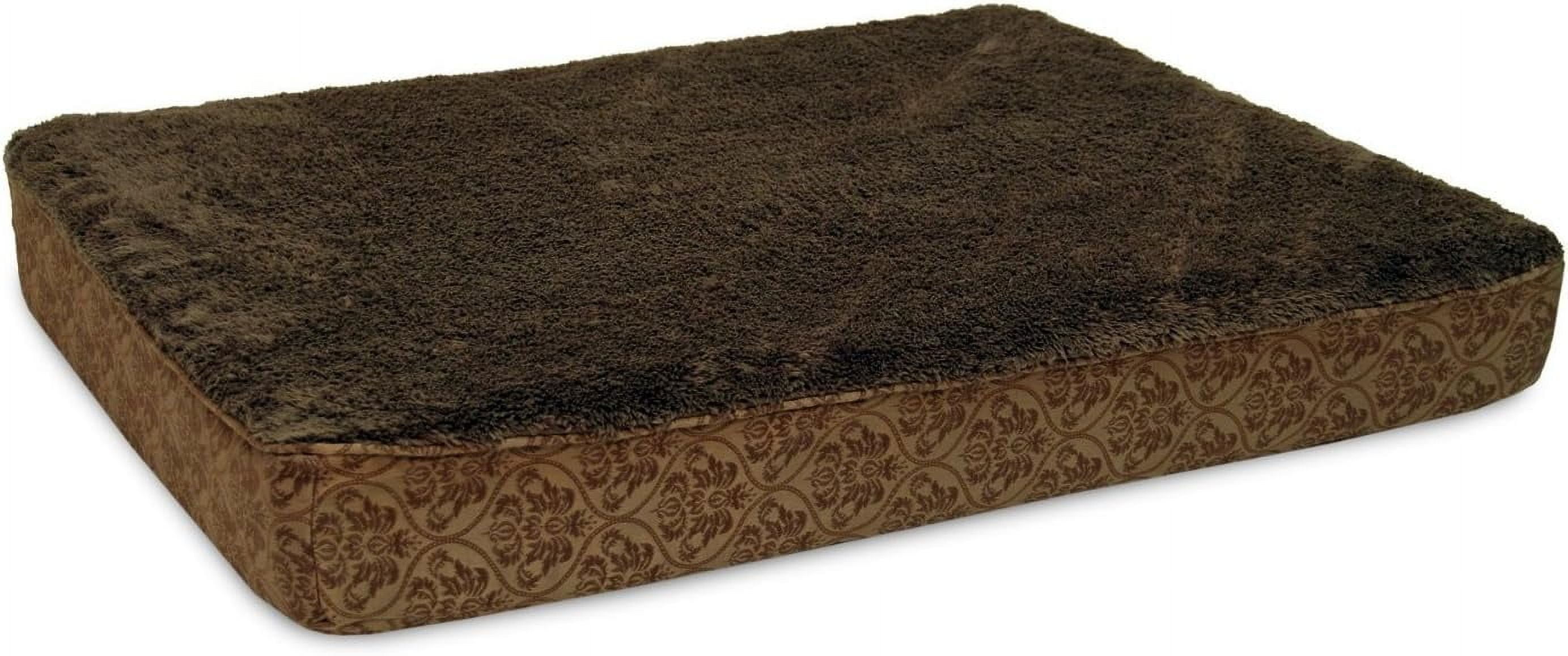 Petmate Double Orthopedic Foam Plush/Jacquard Dog Bed with Piping For Pets, 36" x 48", Assorted