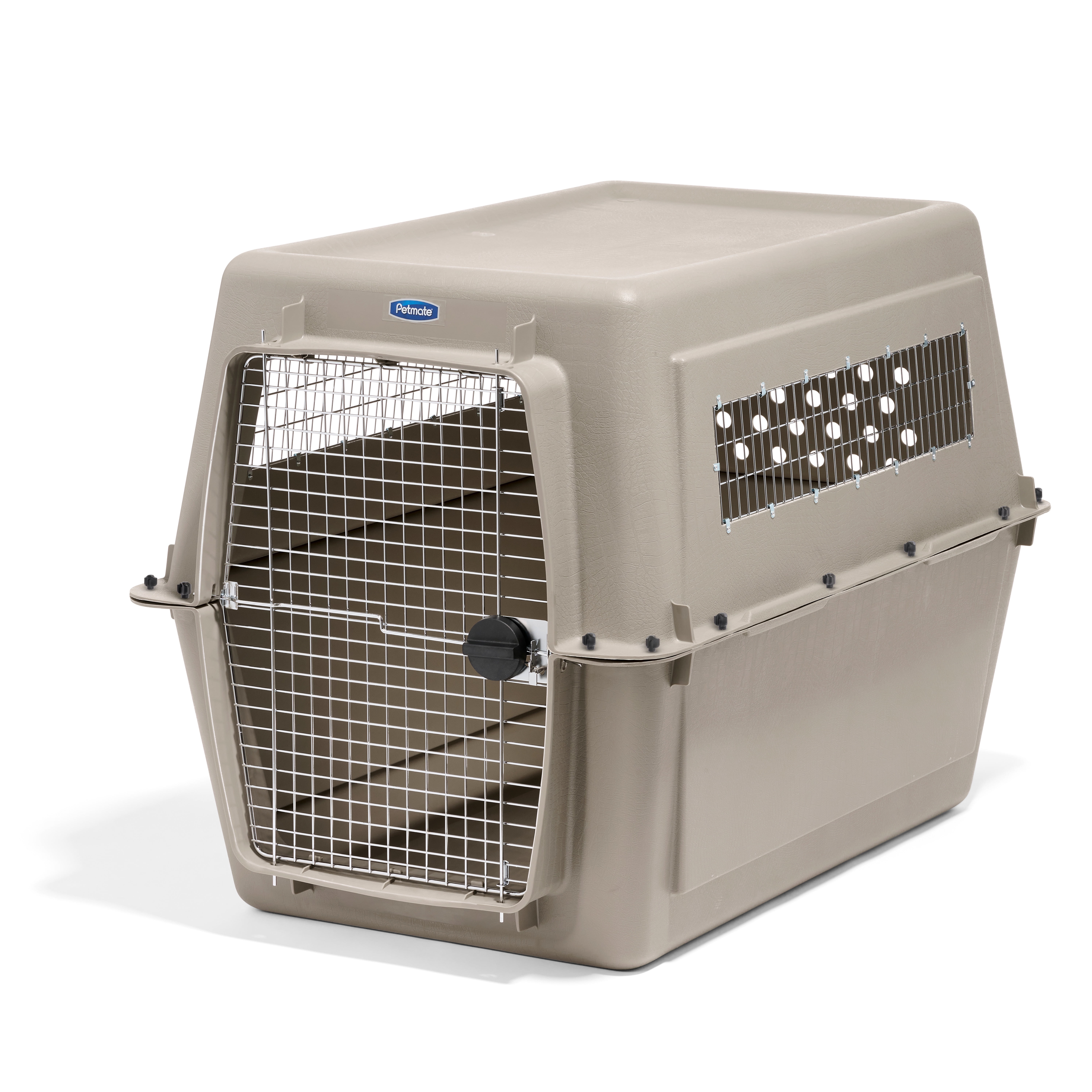 Petmate Vari Extra Large Plastic Portable Dog Kennel Airline Friendly Pet Carrier, 48" for Pets 90-125 lb, Bleached Linen