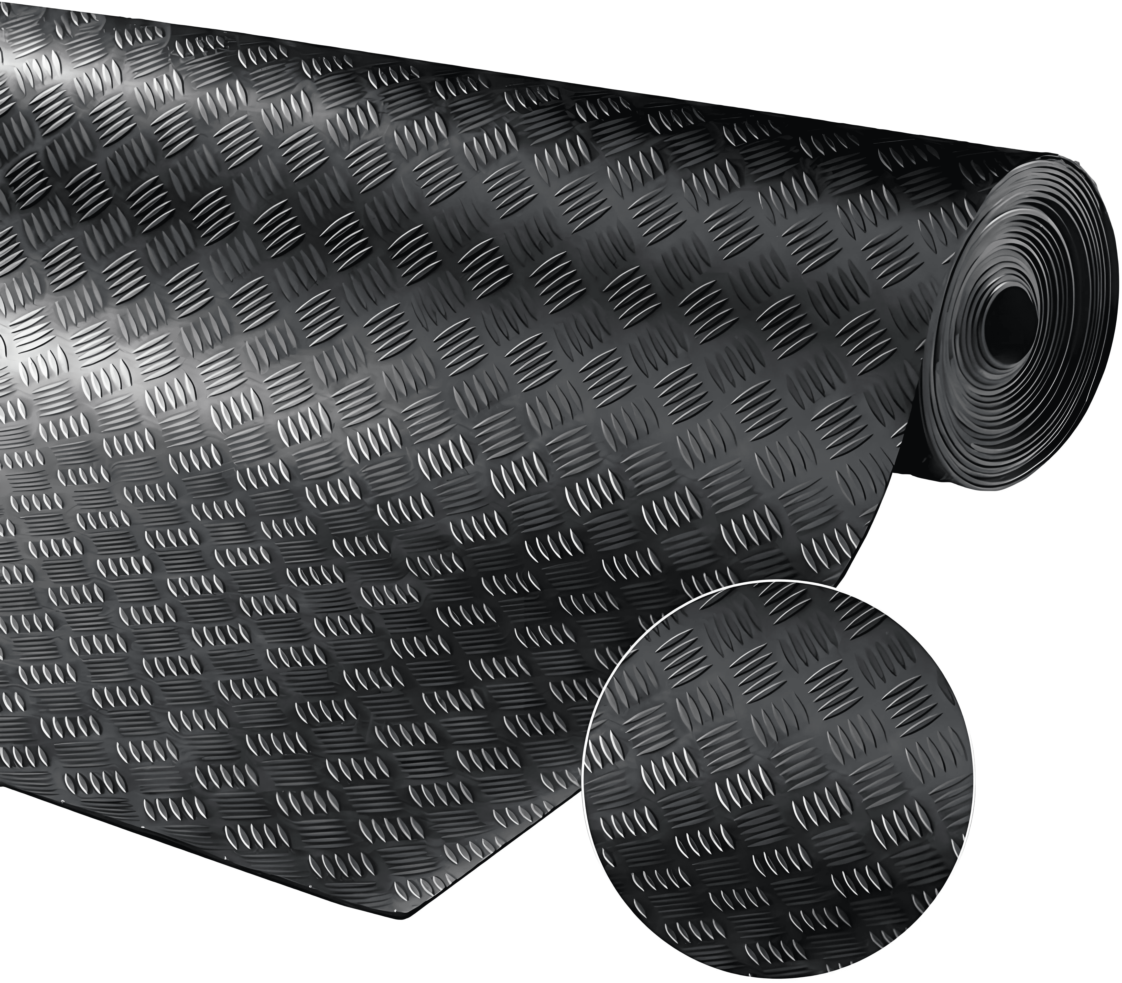 Petoto Garage Floor Mat Rolls, 3mm Anti-Slip Rubber Flooring Roll for Basement, Under Car, Workshop, Truck, 16.5' x 3.3'