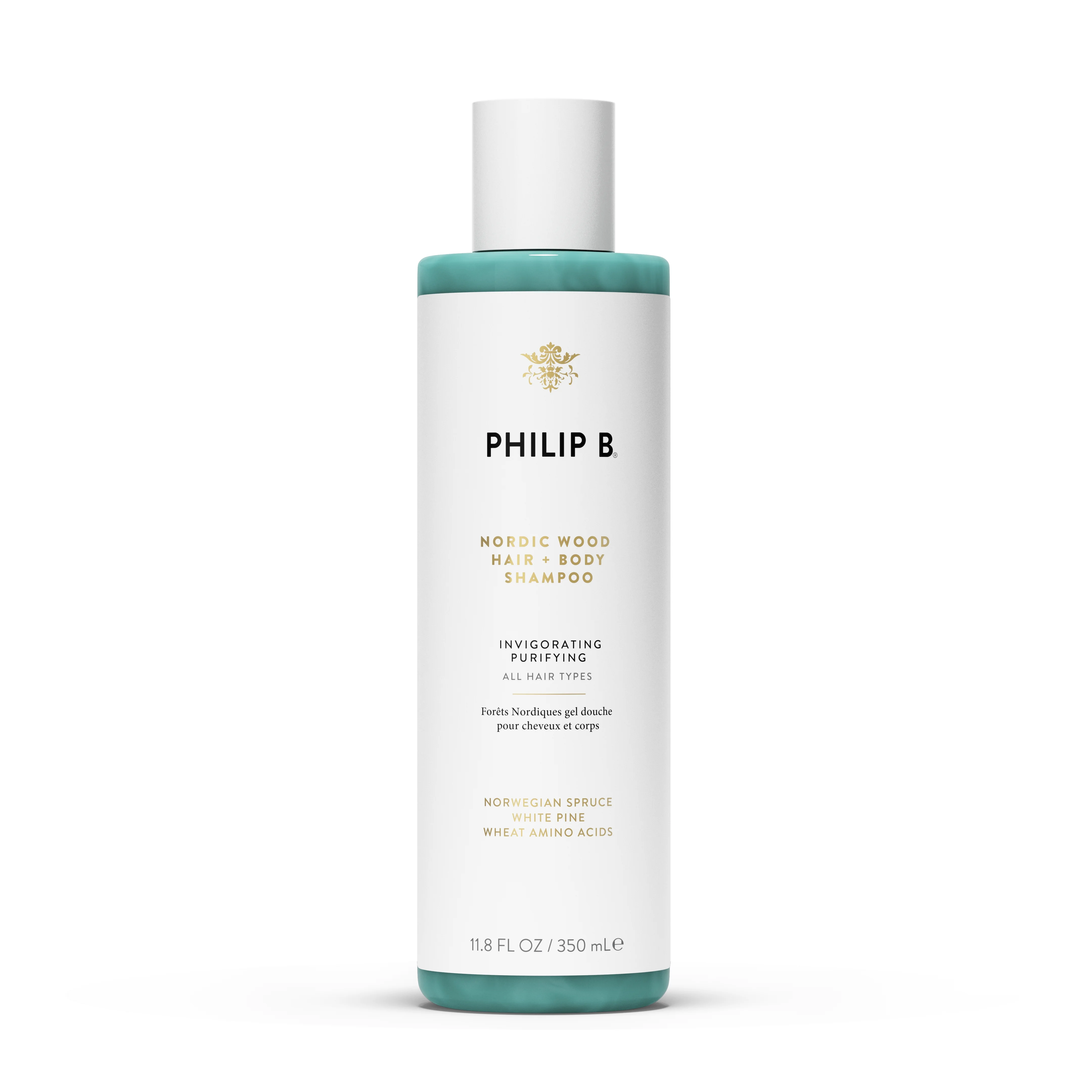 Philip B Nordic Wood Hair Plus Body Purifying Shampoo, Fresh, 11.8 fl oz